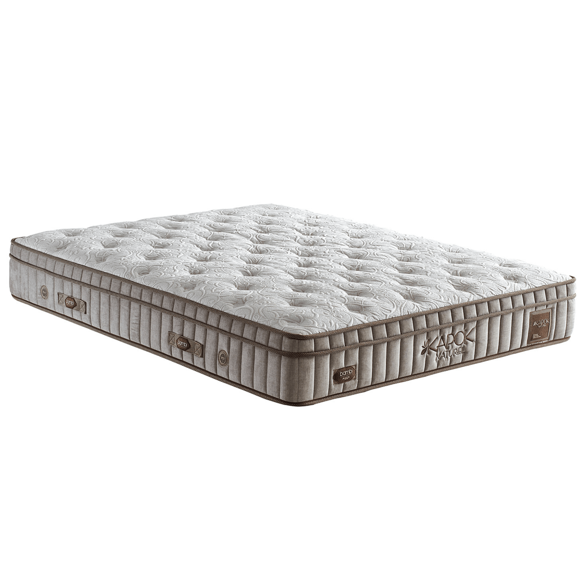 Bambi Kapok Naturel Boxspringbett Funktionsbett mit Bettkasten Boxspringbett 180x200 - 90x200