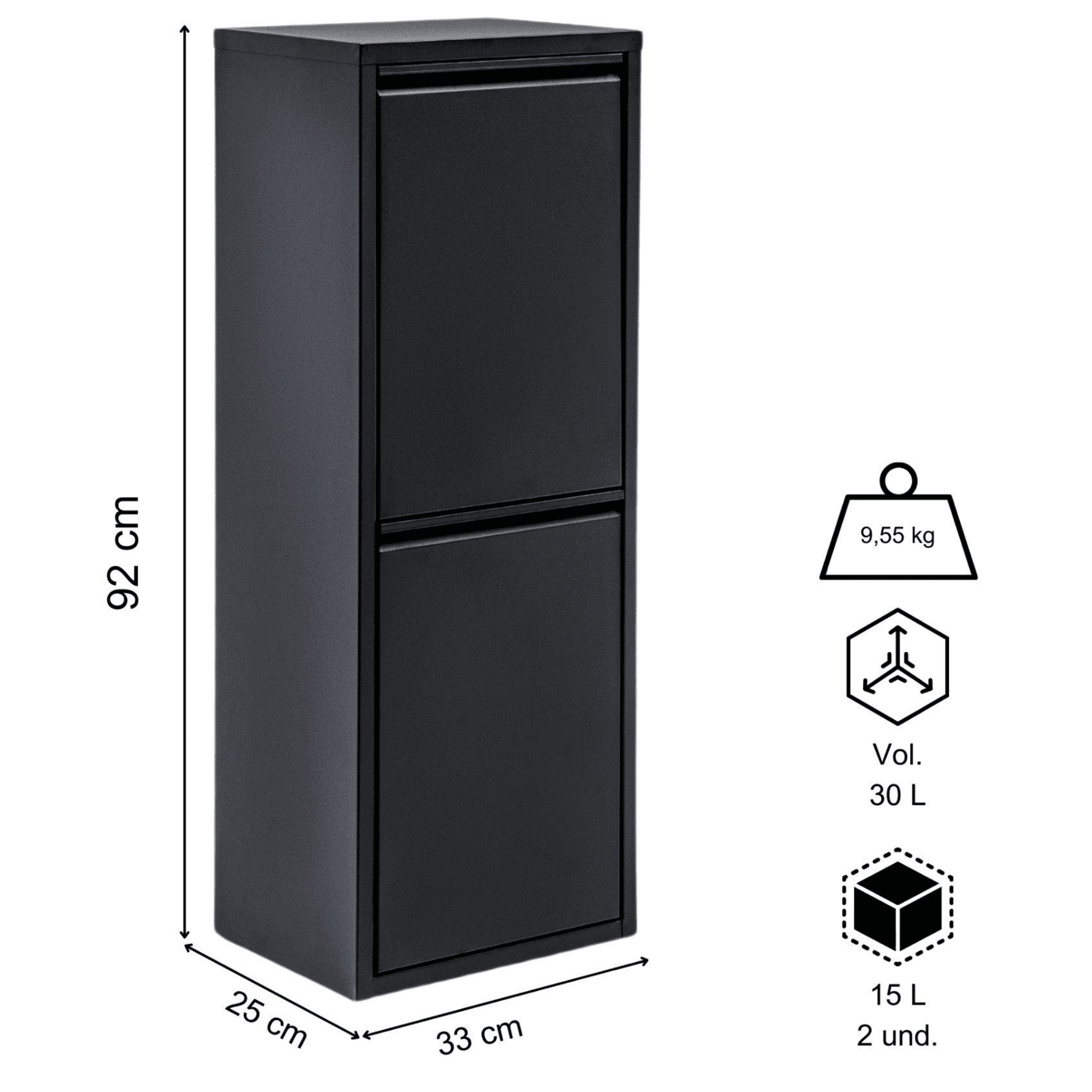 Gowoll Mülltrennsystem Mülltrennsystem 2-3-4 Fach Mülleimer Küche aus Metall Fleckenfest Wandmontage