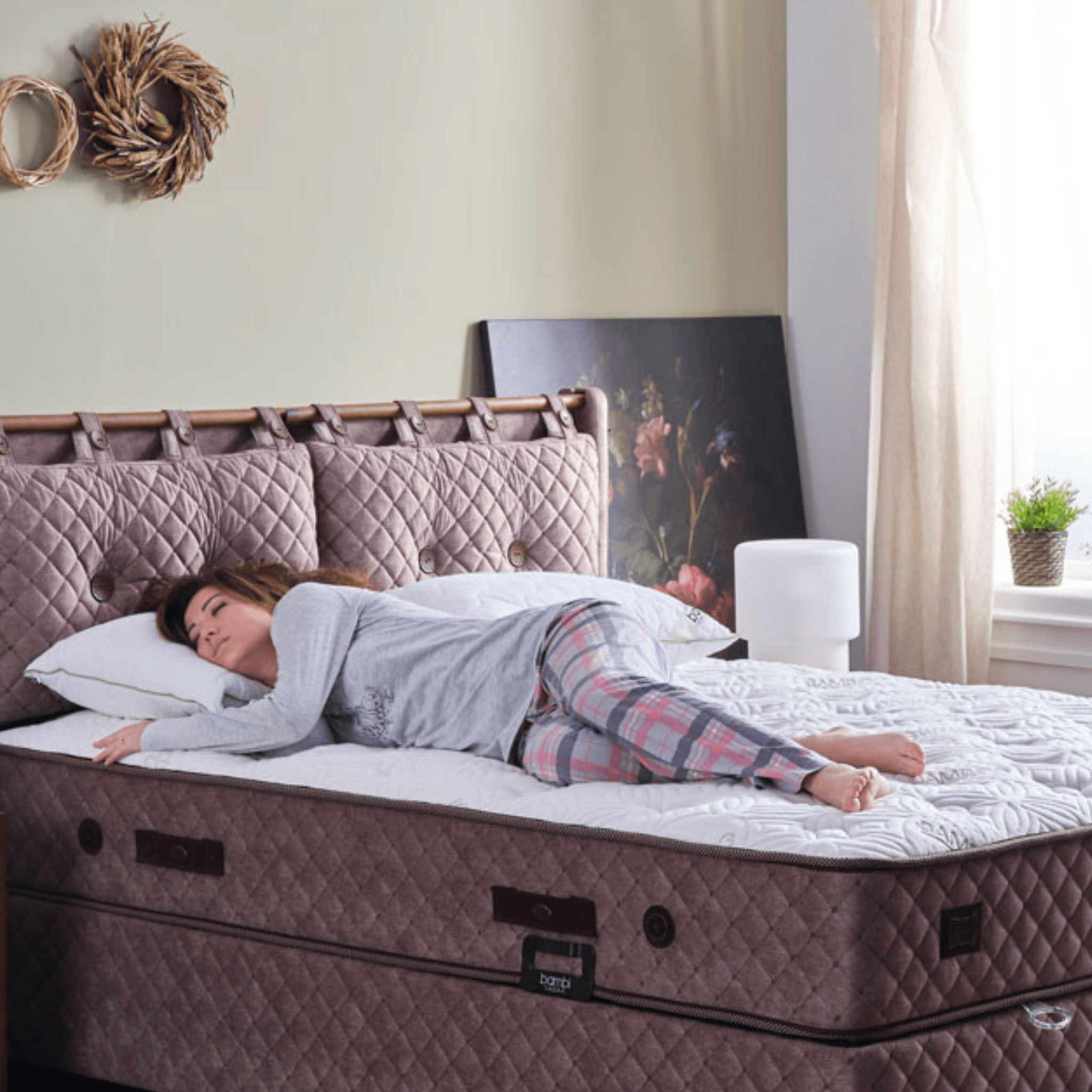 Bamboo Sleep Boxspringbett Set Schlafzimmer Set mit 7 Schichten Höhe 30 cm Matratze