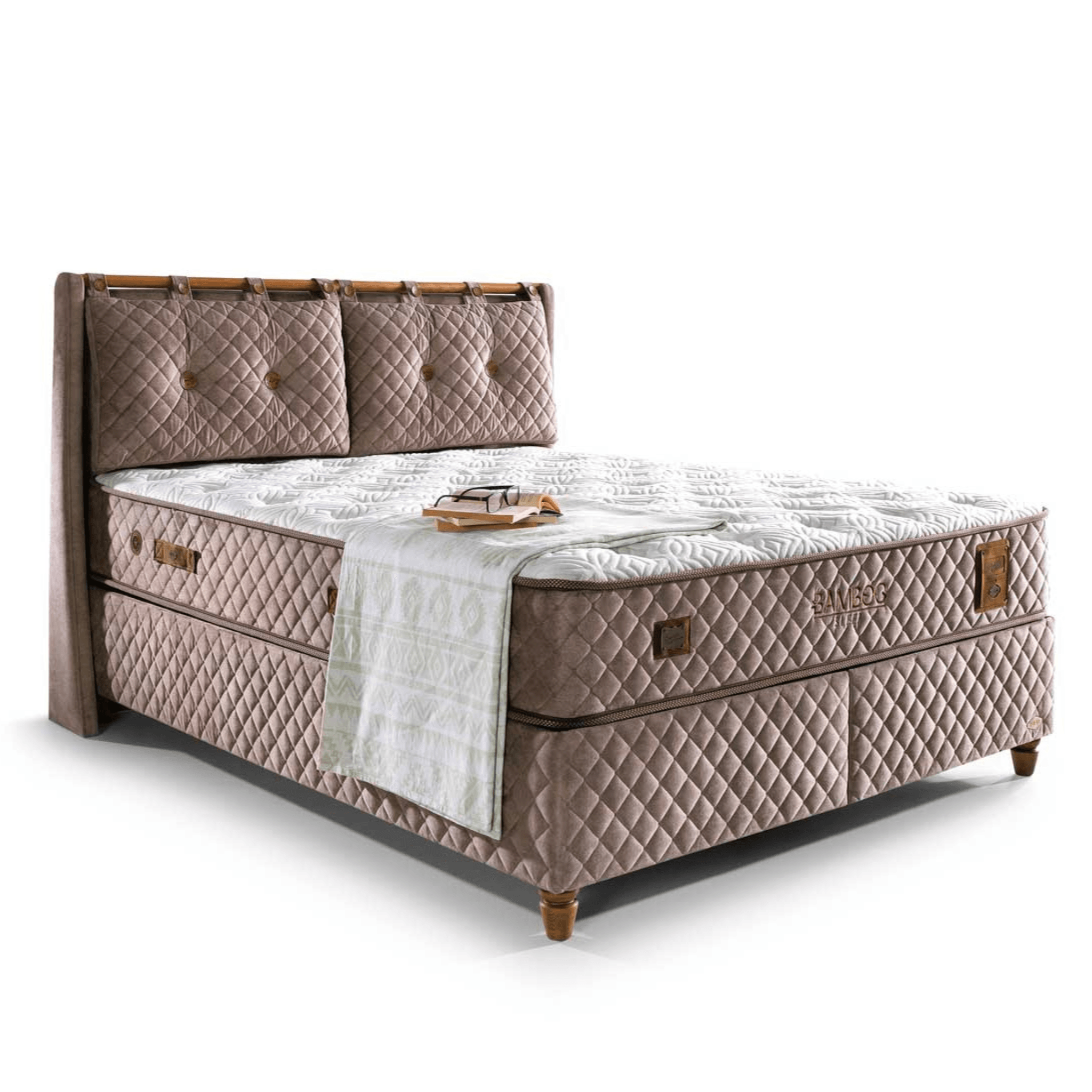 Bamboo Sleep Boxspringbett Set Schlafzimmer Set mit 7 Schichten Höhe 30 cm Matratze