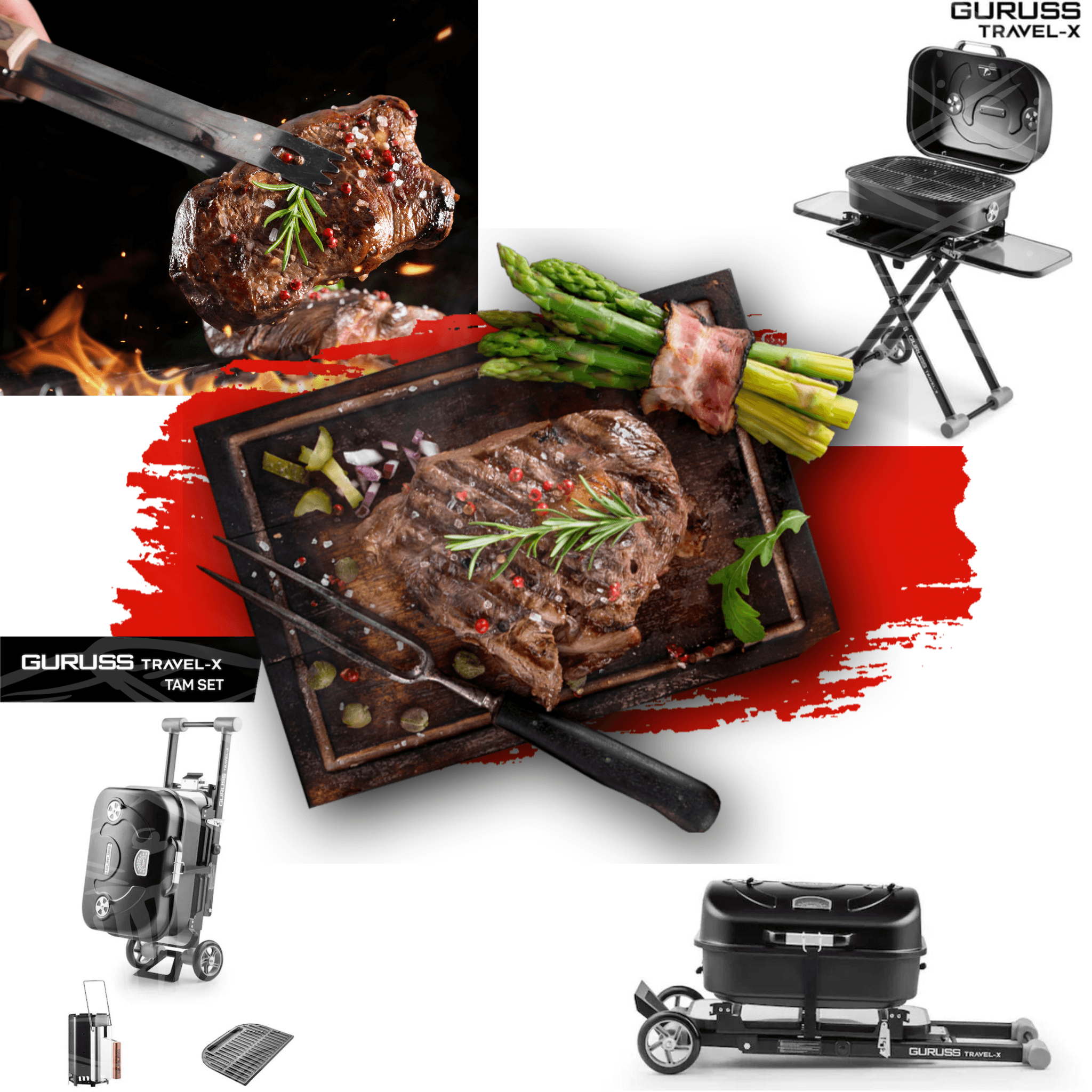 Guruss Travel-X Holzgrill Mobilgrill mit Grillrost