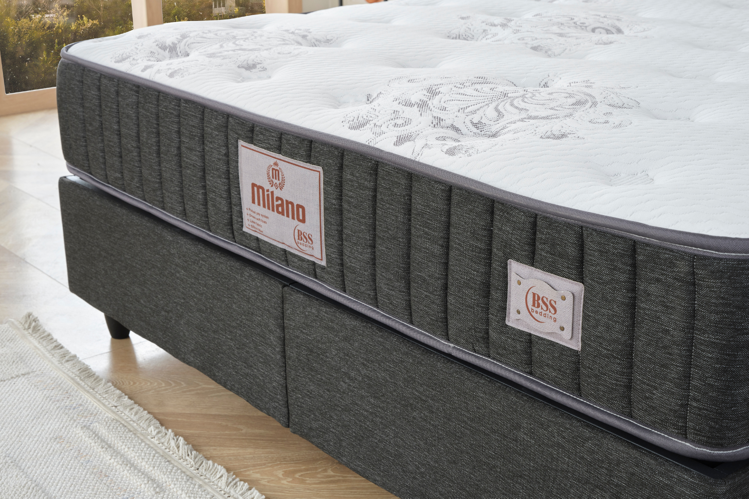 BSS MILANO Boxspringbett Set | Matratze H3 | Box und Kopfteil