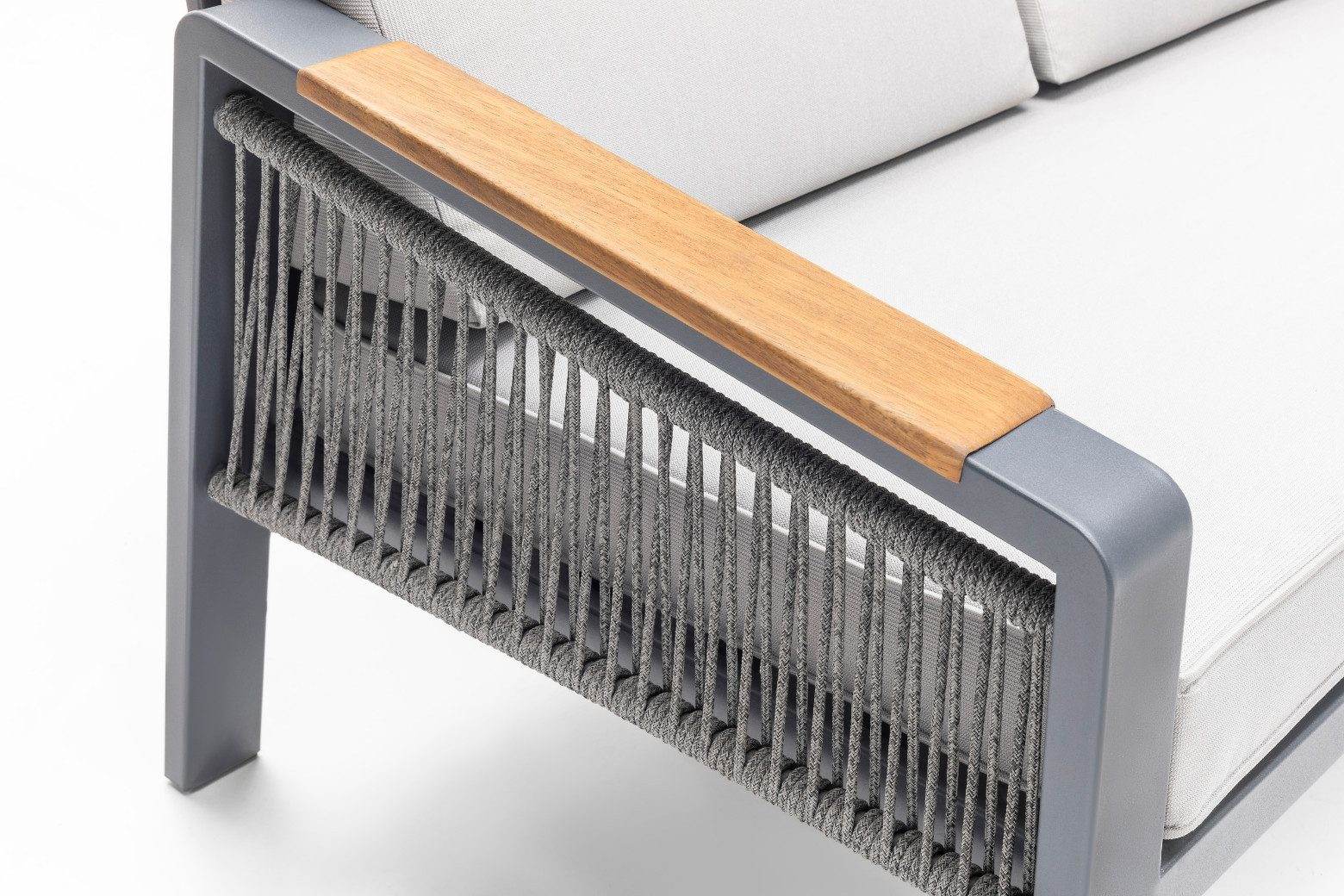 Gowoll Mykonos Plus Tisch Gartenlounge-Set Premium Ecklounge mit Wetterfest (Sitz und Rückenkissen, Tisch mit 2x3 Sitzer und 2xStuhl)