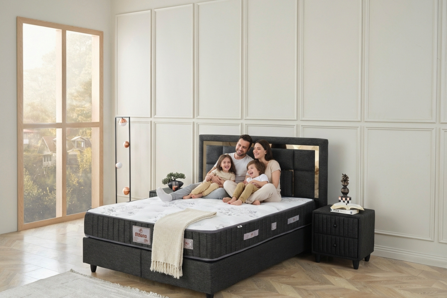 BSS MILANO Boxspringbett Set | Matratze H3 | Box und Kopfteil
