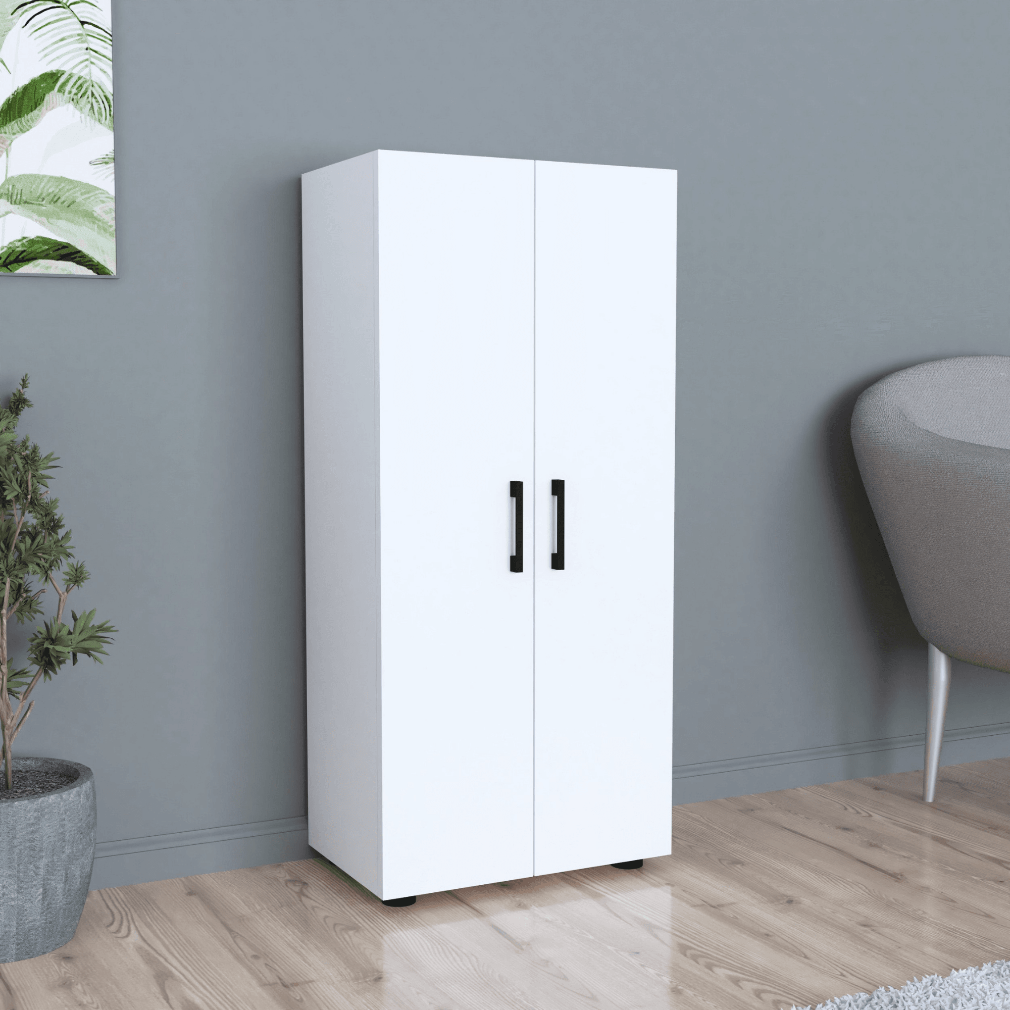 Gowoll Mehrzweckschrank Weiß 108x49x32 cm – 2 Türen & 3 Einlegeböden