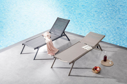 Gowoll Vegas Anthrazit Gartenliege mit Rollen Klappbar Wetterfest