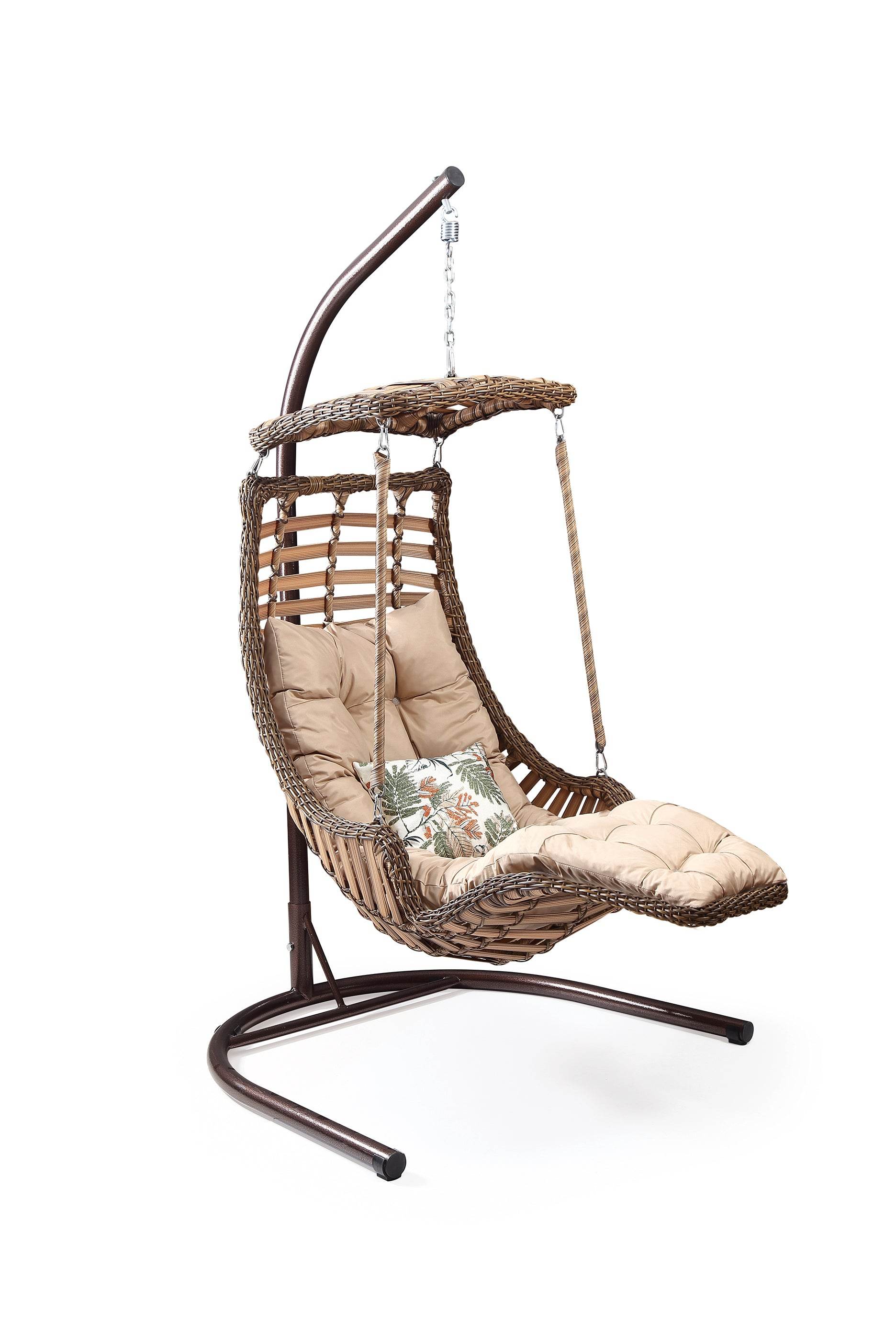 Gowoll Gartenschaukel Rattan Hängesessel mit Gestell Hängeschaukel Alacati Plus