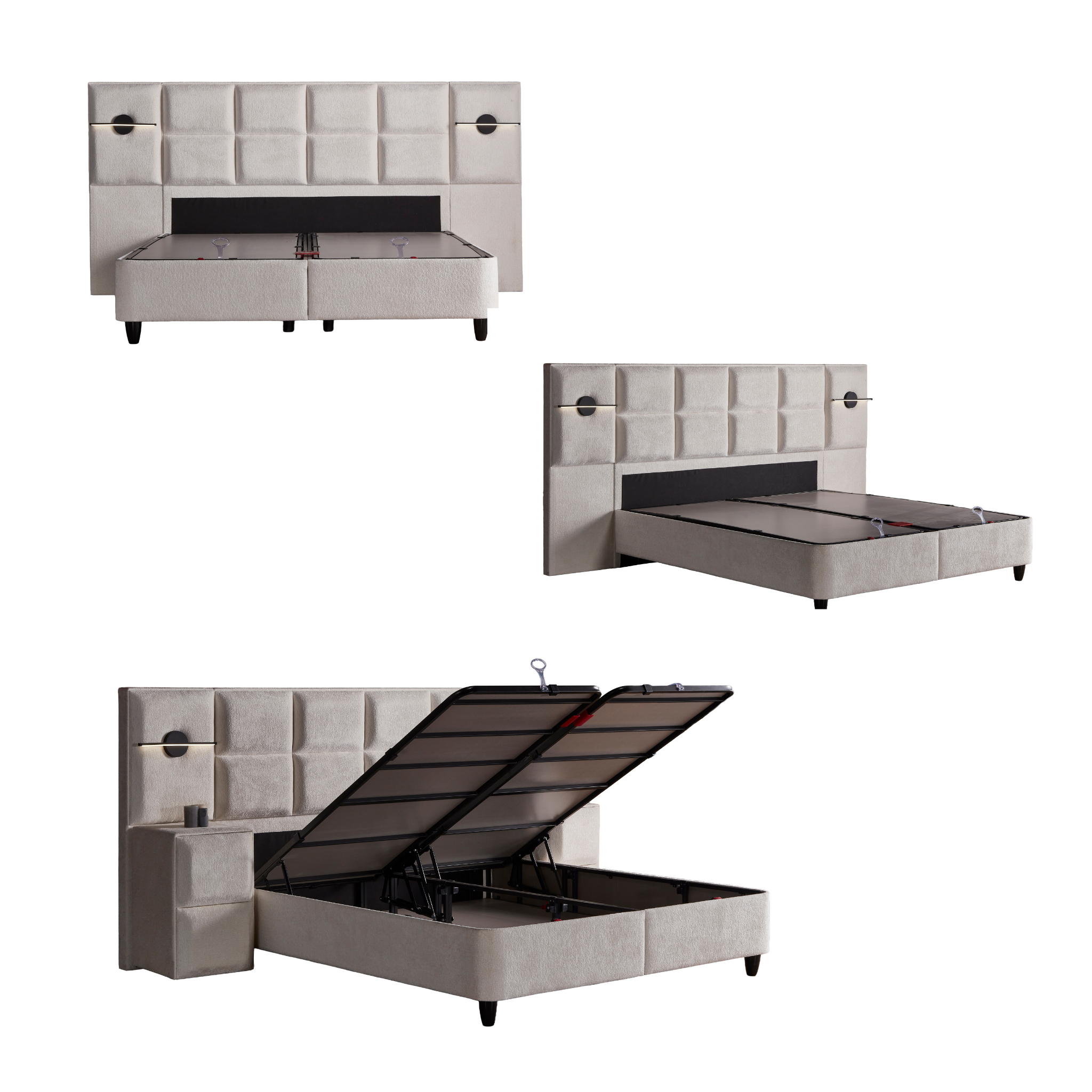 Boxspringbett mit Matratze Polsterbett Stauraumbett Betkasten inkl. Lieferung Amore