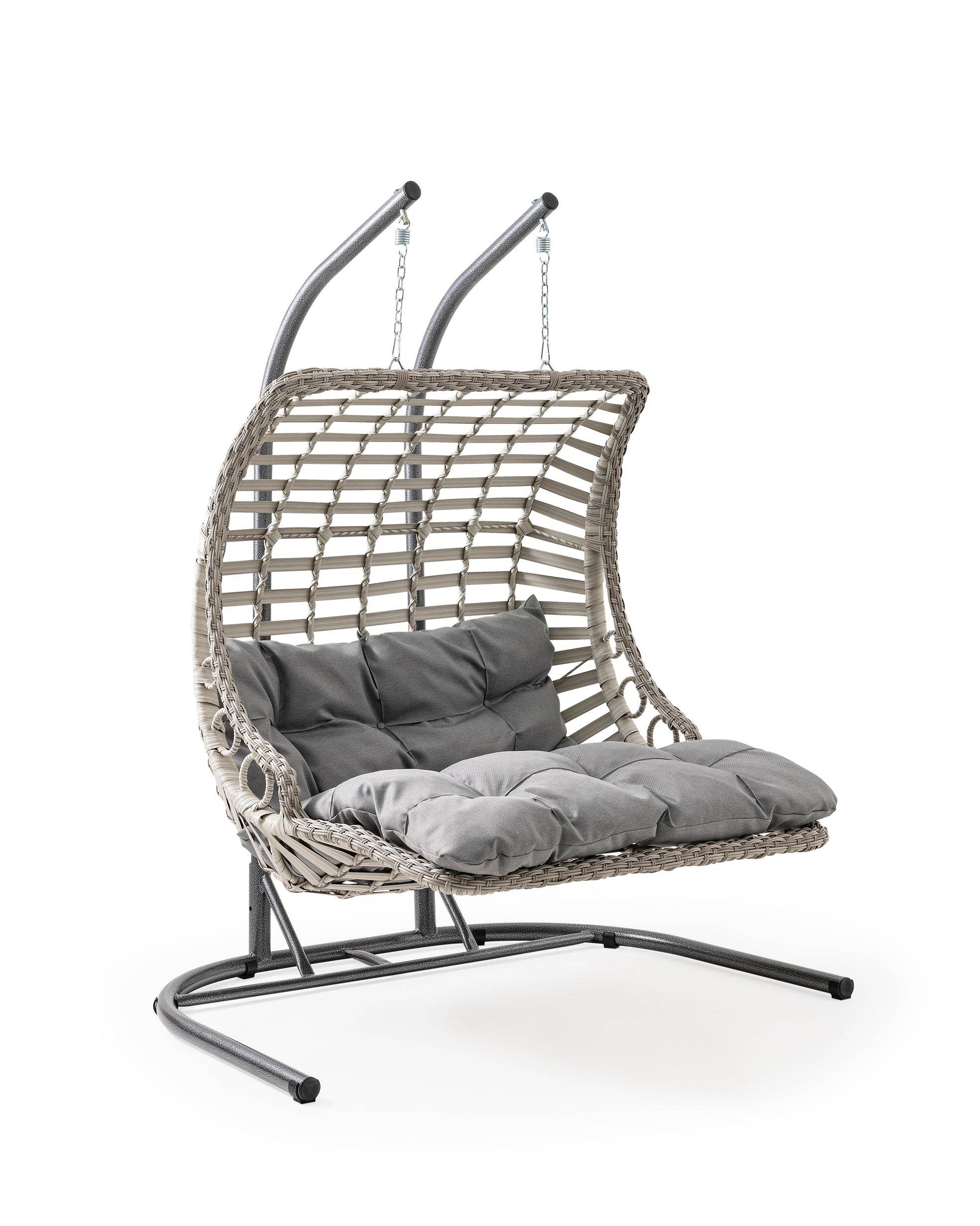 Gowoll Gartenschaukel Rattan Hängesessel mit Gestell Hängeschaukel Bodrum Double