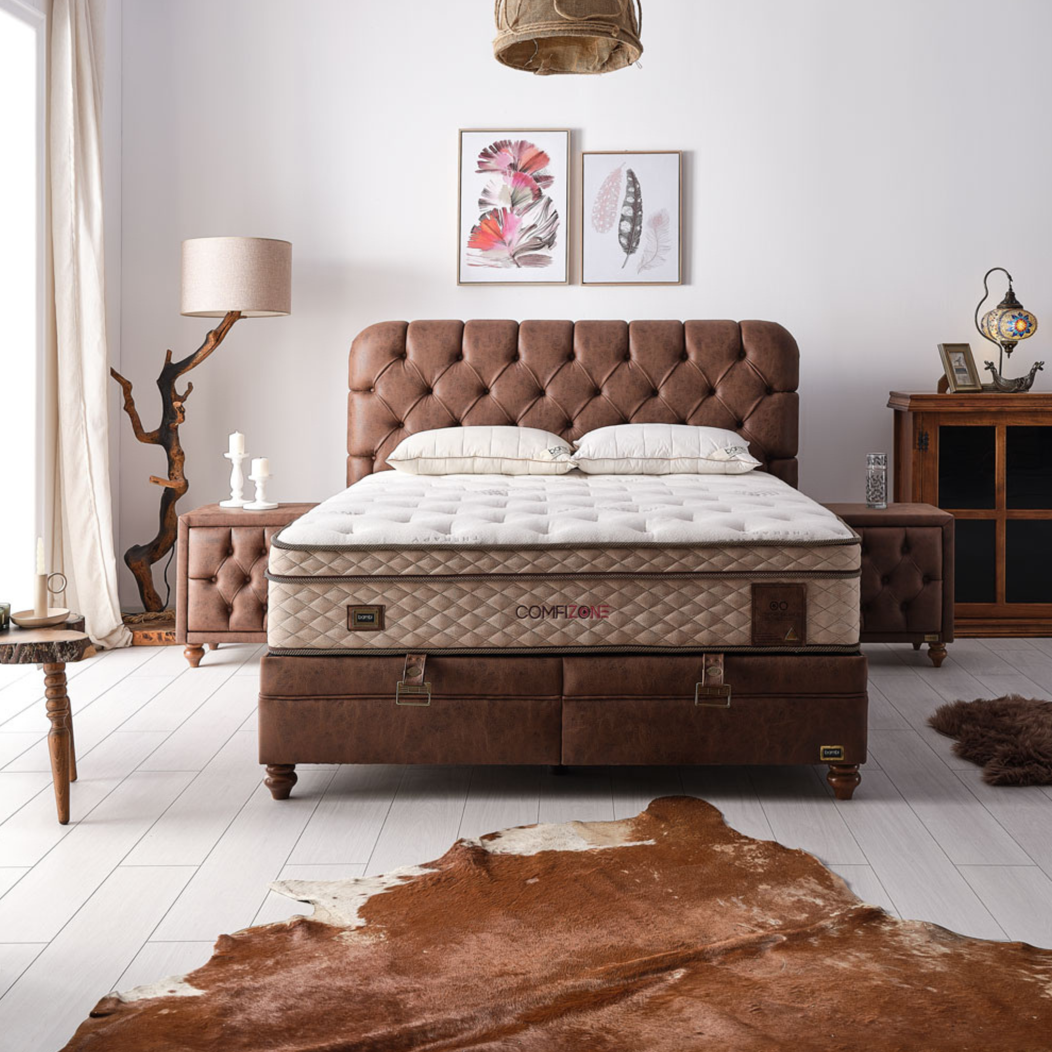 Bambi Comfizone Boxspringbett 180x200 cm mit Matratze & Stauraum – Verstellbarer Härtegrad & Komfortsystem