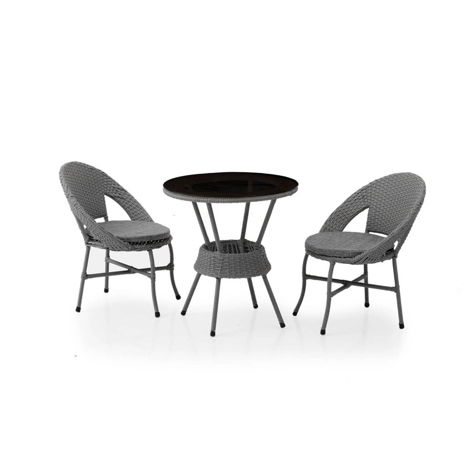 Petra Star Sitzgruppe Bistro Tisch mit Stühlen Gartenmöbel Set Rattan Wetterfest