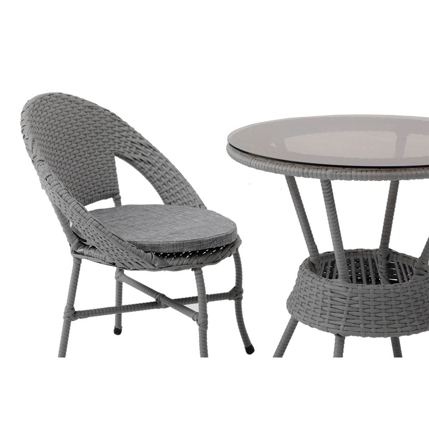 Petra Star Sitzgruppe Bistro Tisch mit Stühlen Gartenmöbel Set Rattan Wetterfest