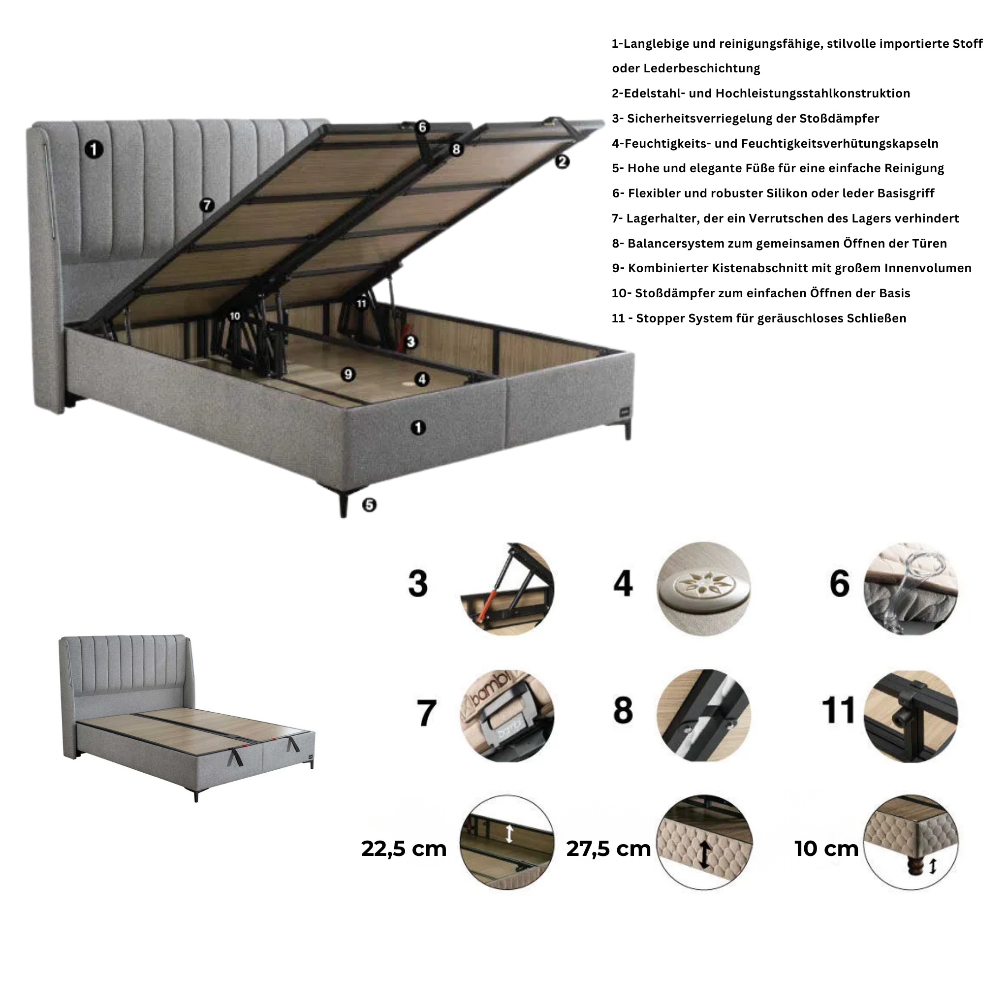 Bambi Blacksand Boxspringbett | Abholung in Linden 35440 möglich