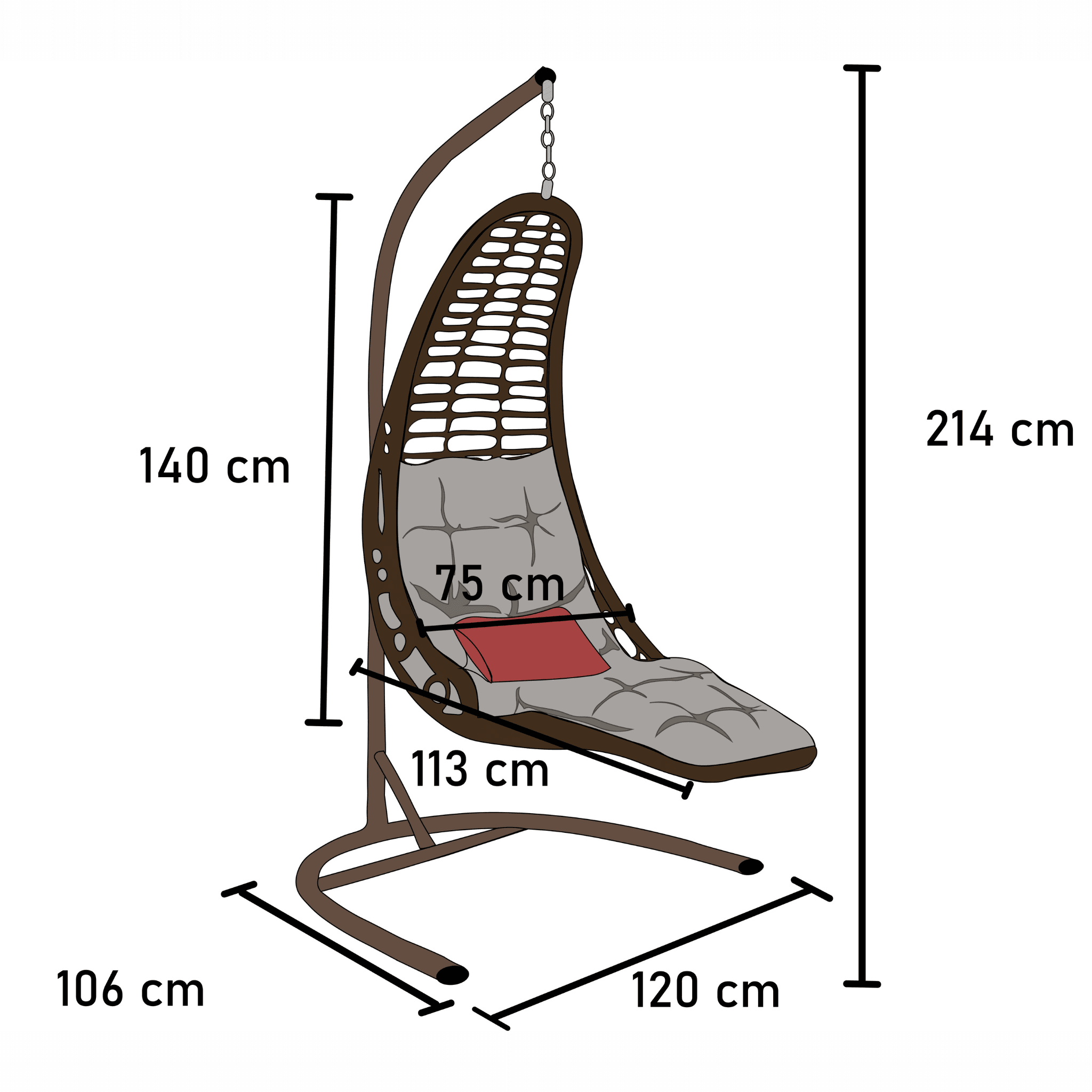 Gowoll Bodrum Gartenschaukel Rattan Hängesessel mit Gestell Hängeschaukel Bodrum