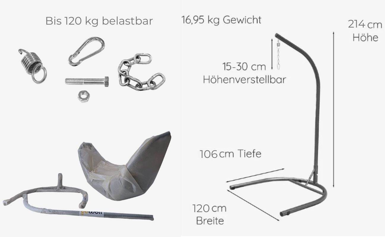 Gowoll Bodrum Gartenschaukel Rattan Hängesessel mit Gestell Hängeschaukel Bodrum