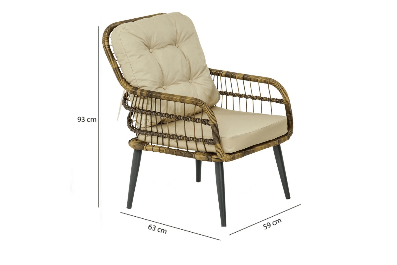 Pisa Double Gartenlounge-Set Rattan Lounge Gartenmöbel Set 4 Personen Bistroset mit Stühle