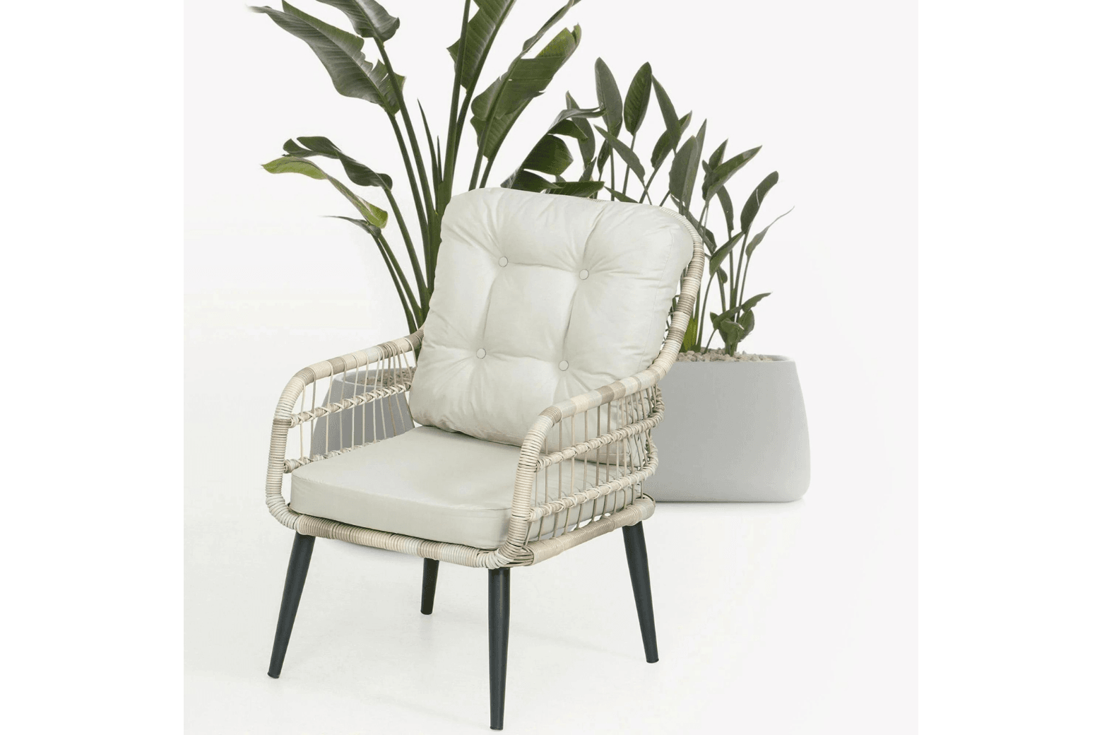 Pisa Double Gartenlounge-Set Rattan Lounge Gartenmöbel Set 4 Personen Bistroset mit Stühle