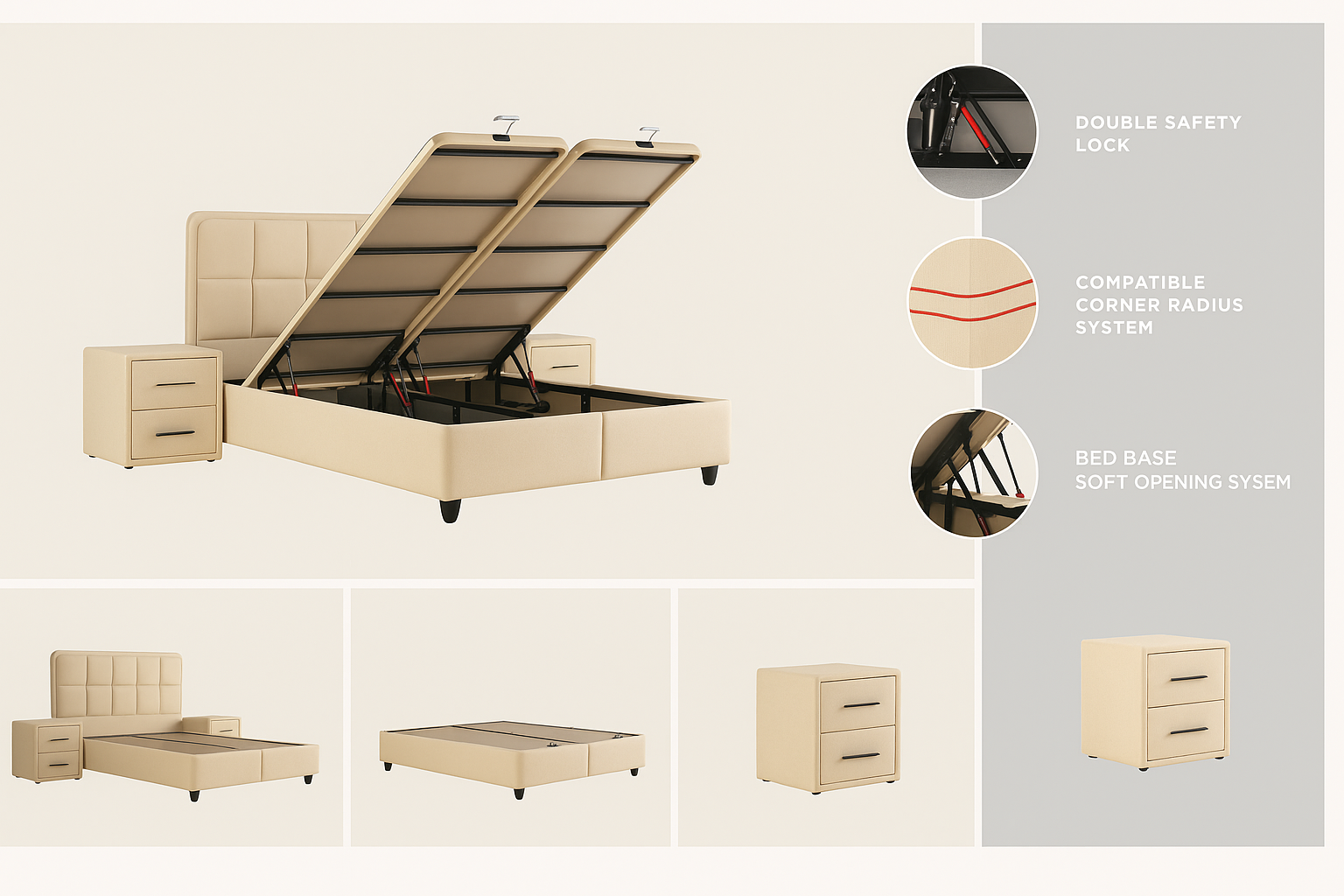 BSS SIABEDD Boxspringbett Set | Matratze H3 | Box und Kopfteil