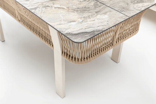 Florence 4‑tlg. Aluminium‑Rope Garten Lounge‑Set | UV‑resistent & wetterfest | Sofa 3‑Sitz + 2 Sessel + HPL‑Tisch