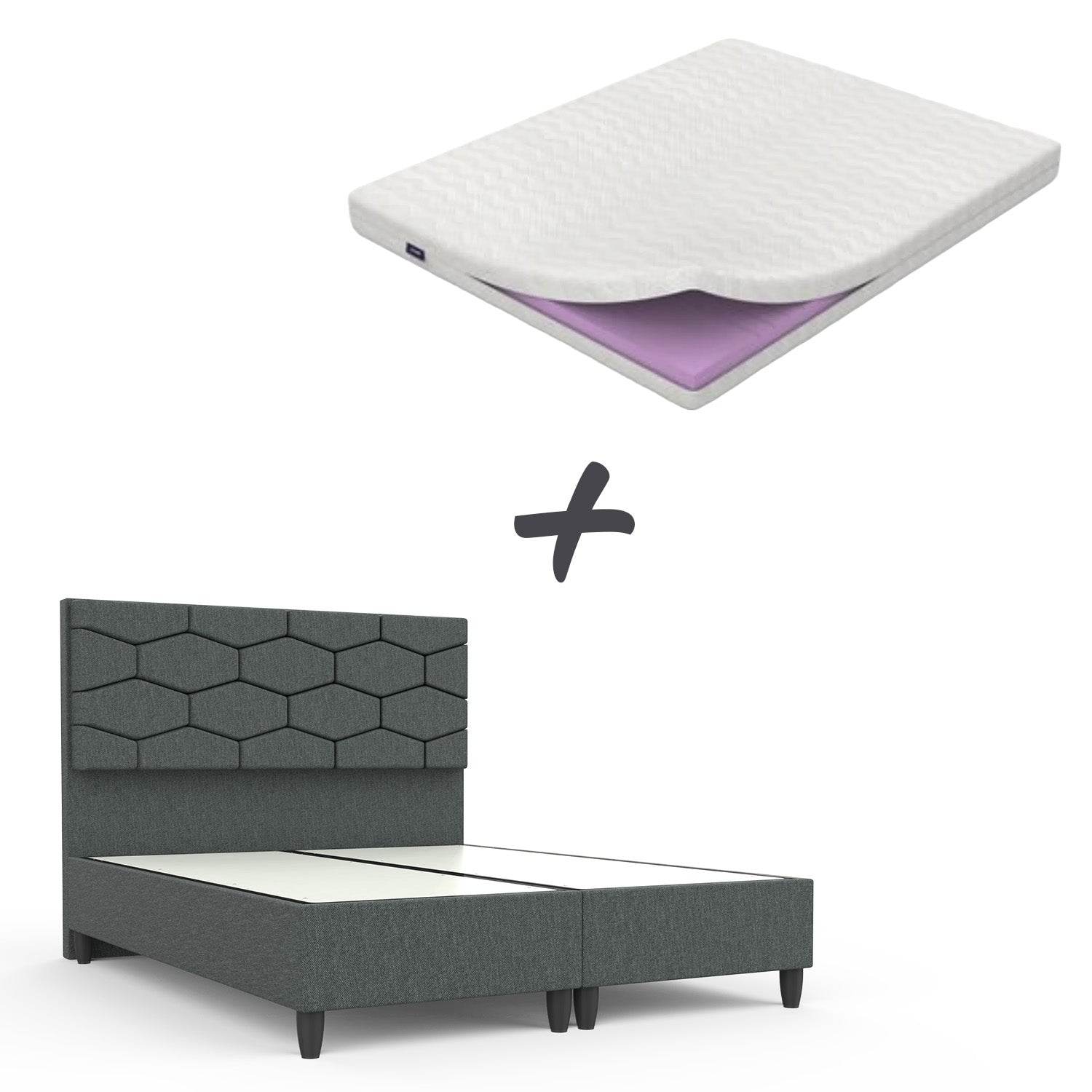 Gowoll Petek Waben Boxspringbett Set 160x200 cm – Stauraum & Duo Comfort 7-Zonen Matratze H3