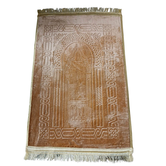 islamicher Gebetsteppich rosa Nahaufnahme Samt Textur