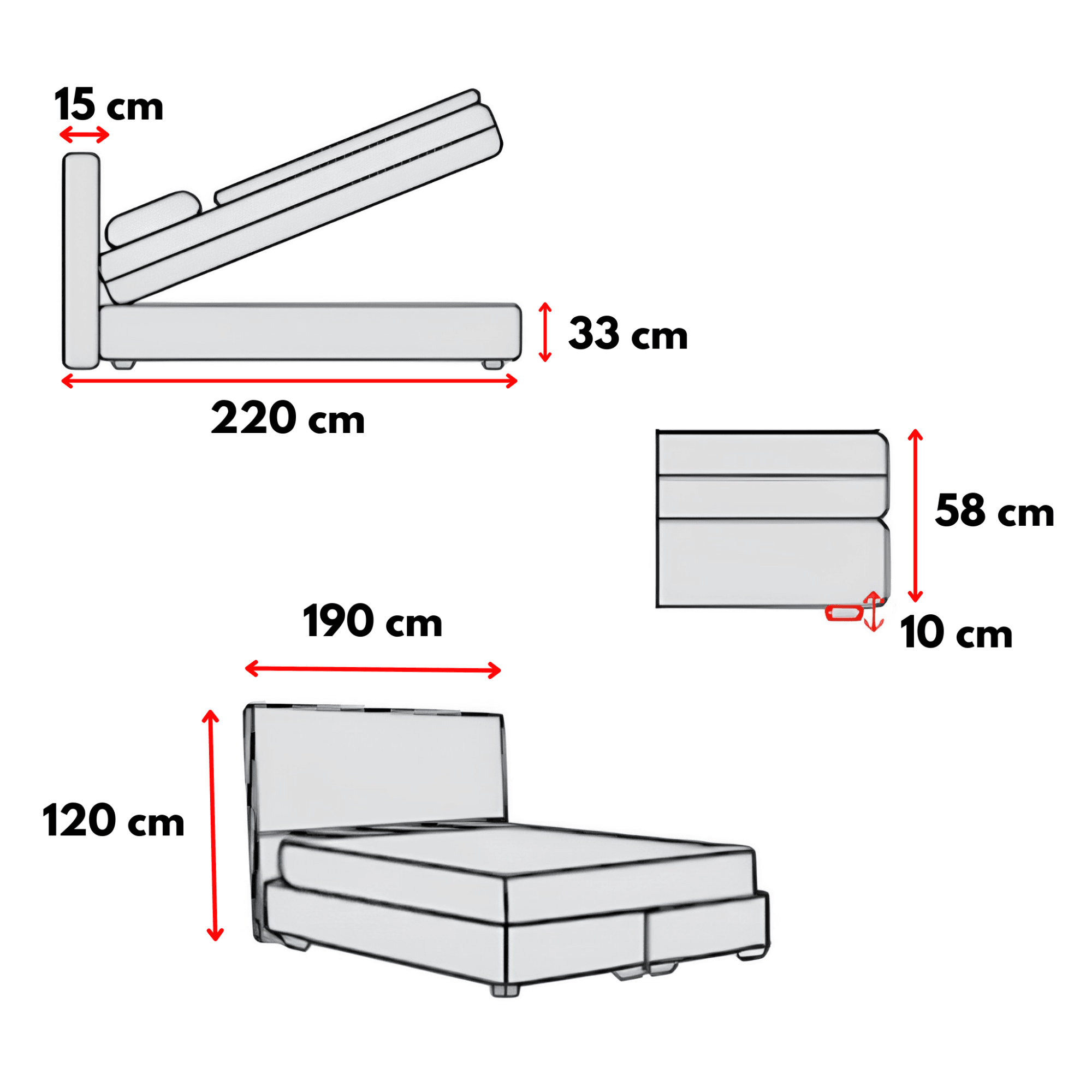 Gowoll Roos Boxspringbett 160x200 mit Matratze & Stauraum – Komfortbett mit Gratis Montage
