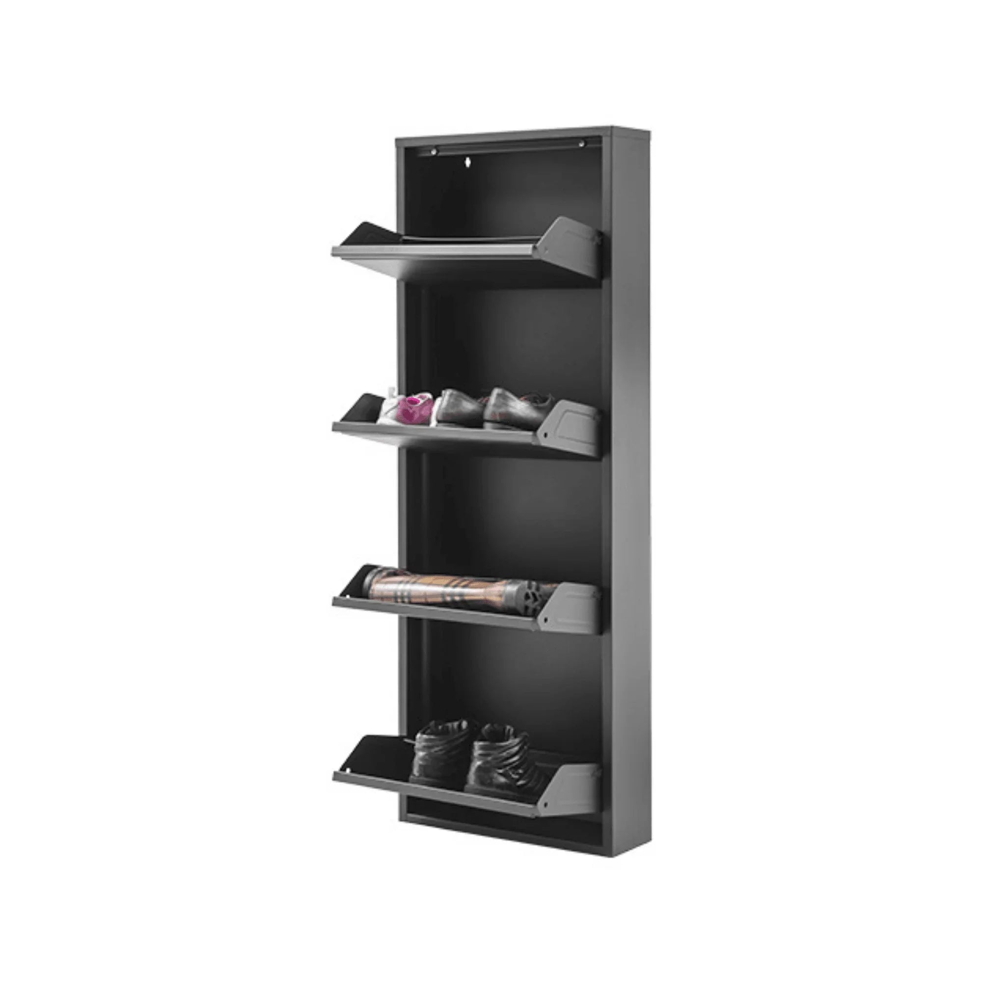 Gowoll Schuhschrank (4 Klappen Schwarz)