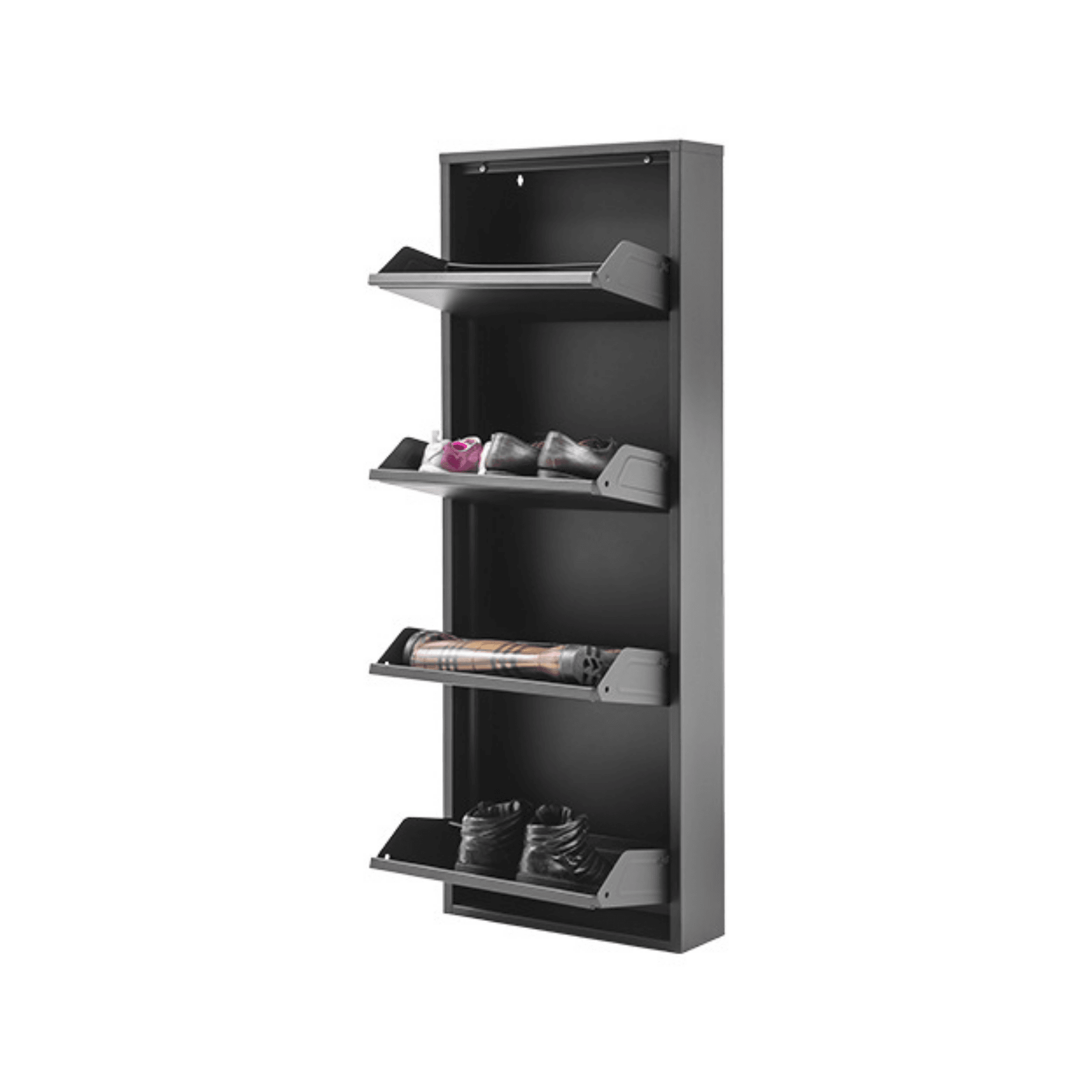Gowoll Schuhschrank (4 Klappen Schwarz)