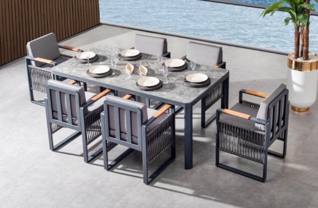 Gowoll Argos Aluminium Gartenlounge-Set Wetterfeste Gartenmöbel Set 6 Personen für Outdoor Terassenmöbel