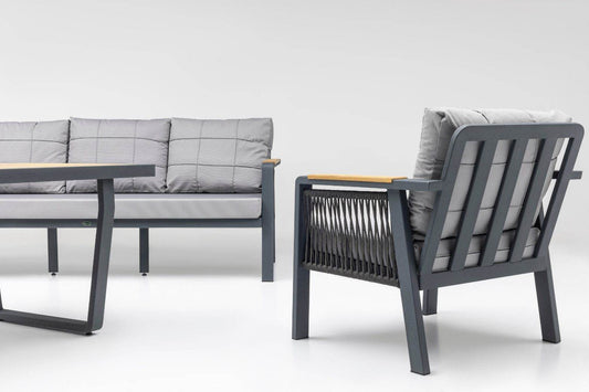 Gowoll Artemis Plus Anthrazit Gartenlounge-Set Gartengarnitur Gartenmöbel Set 5 Personen Gartentisch für Outdoor