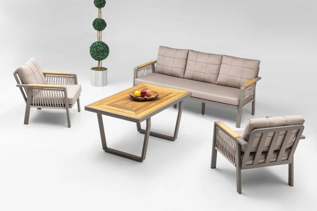 Gowoll Artemis Plus Anthrazit Gartenlounge-Set Gartengarnitur Gartenmöbel Set 5 Personen Gartentisch für Outdoor