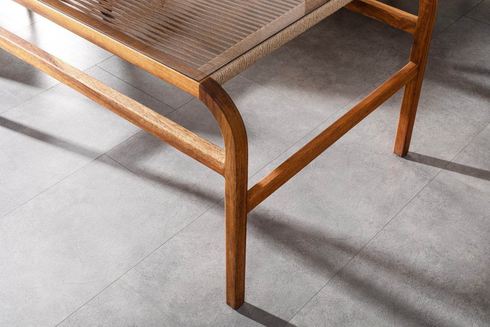 Evora Gartenlounge Set 4-teilig | Holz & Rope Gartenmöbel mit HPL-Tisch | Wetterfest & Handgefertigt