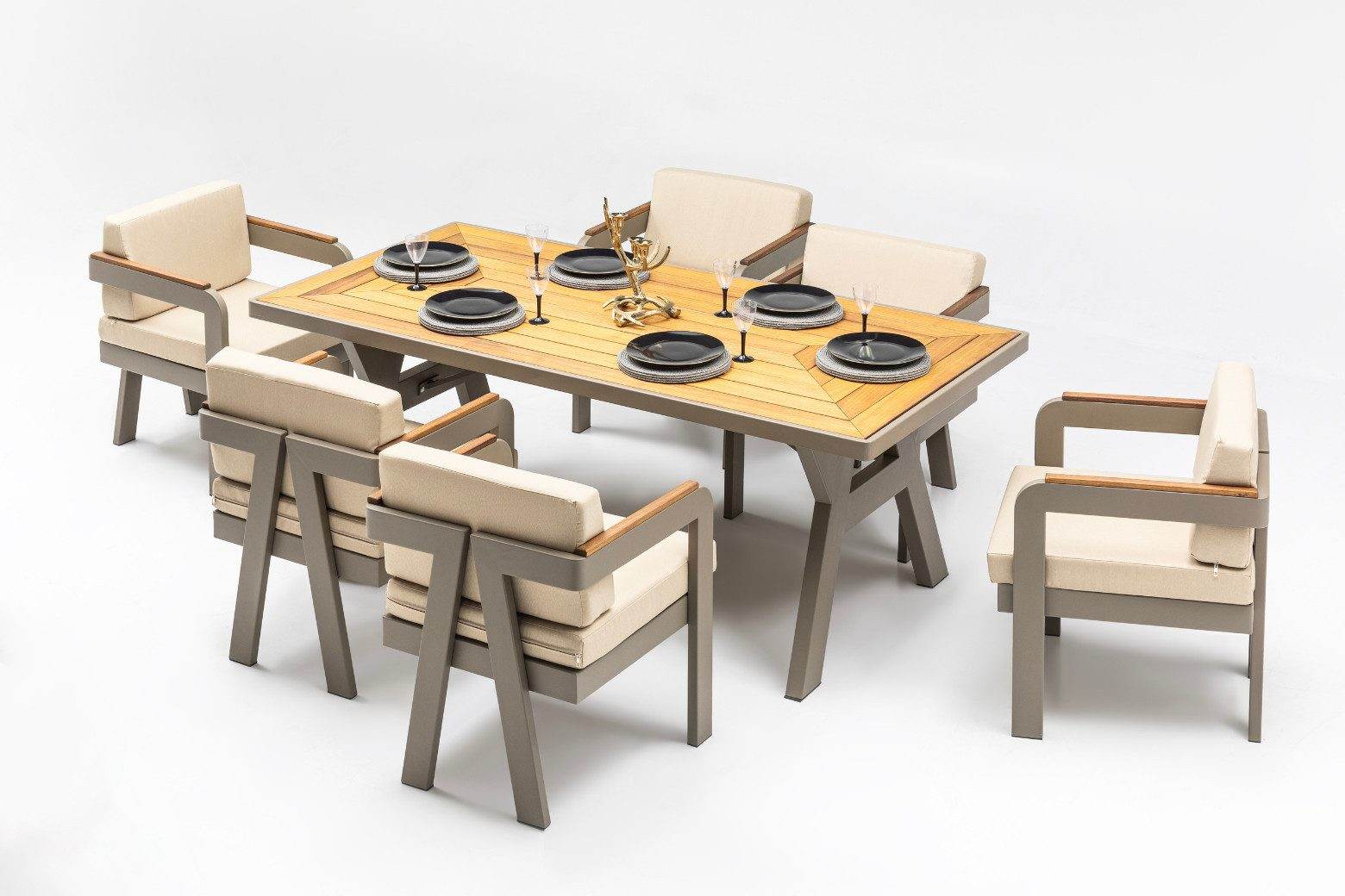 Atlantis Gartenlounge-Set Wetterfeste Holz Gartenmöbel Set 6 Personen für Outdoor Terassenmöbel