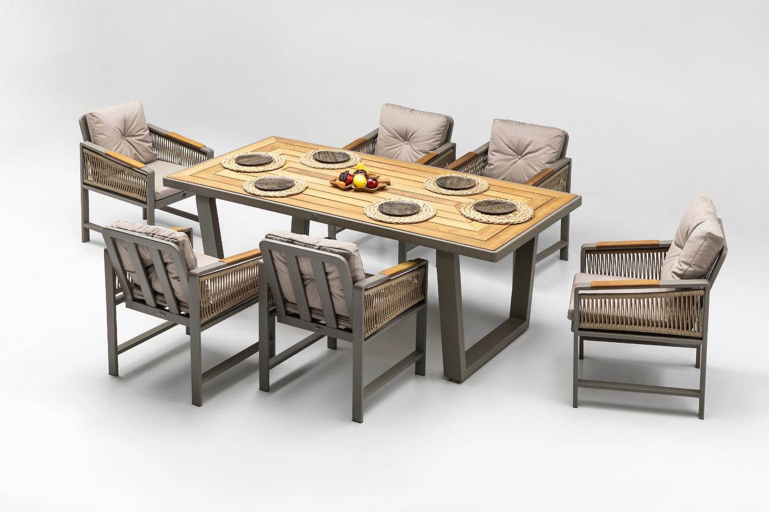 Gowoll Mykonos Plus Gartenlounge-Set Wetterfeste Holz Gartenmöbel Set 6 Personen für Outdoor Terassenmöbel