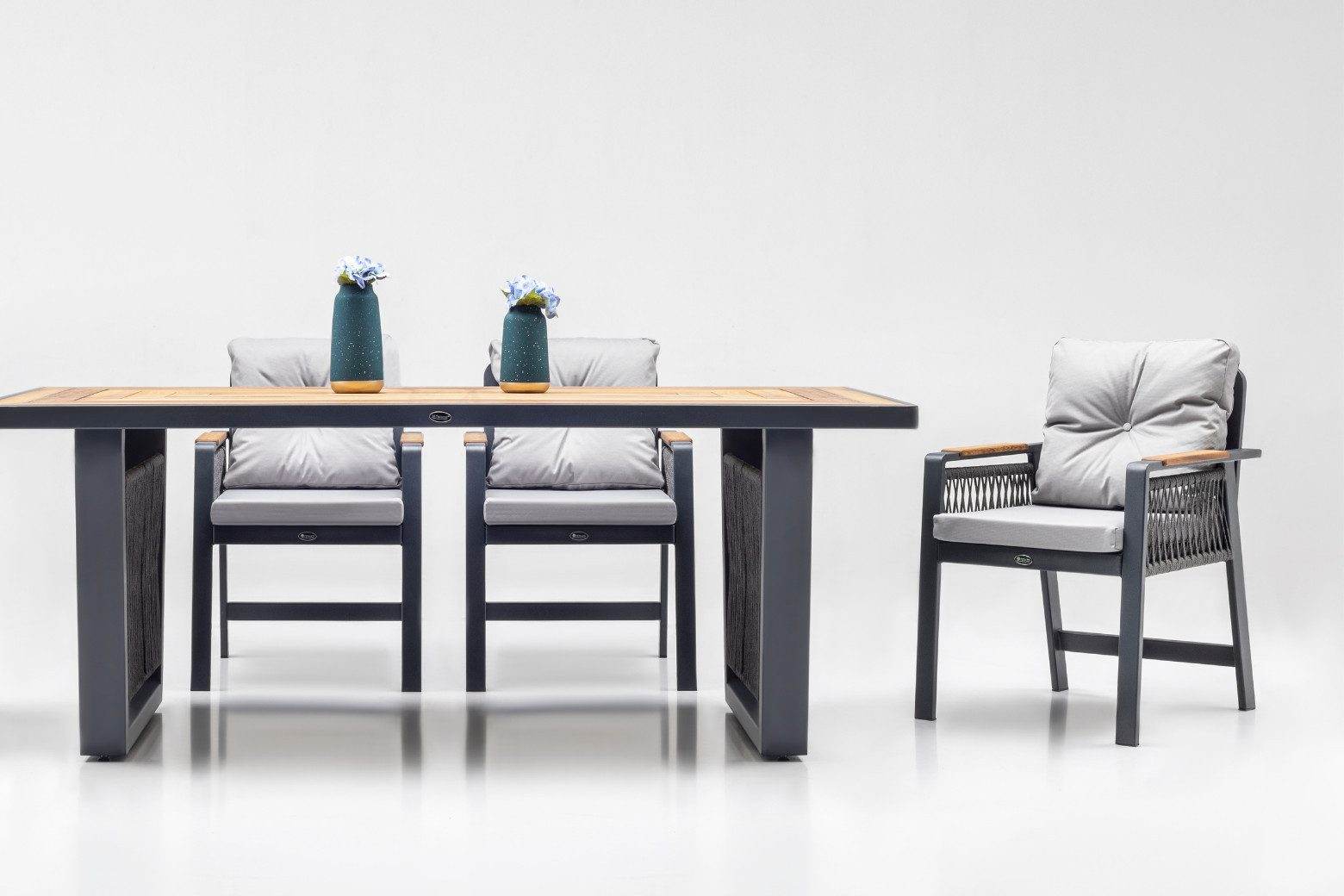 Gowoll Artemis Plus Anthrazit Gartenlounge-Set Wetterfeste Holz Gartenmöbel Set 6 Personen für Outdoor Terassenmöbel