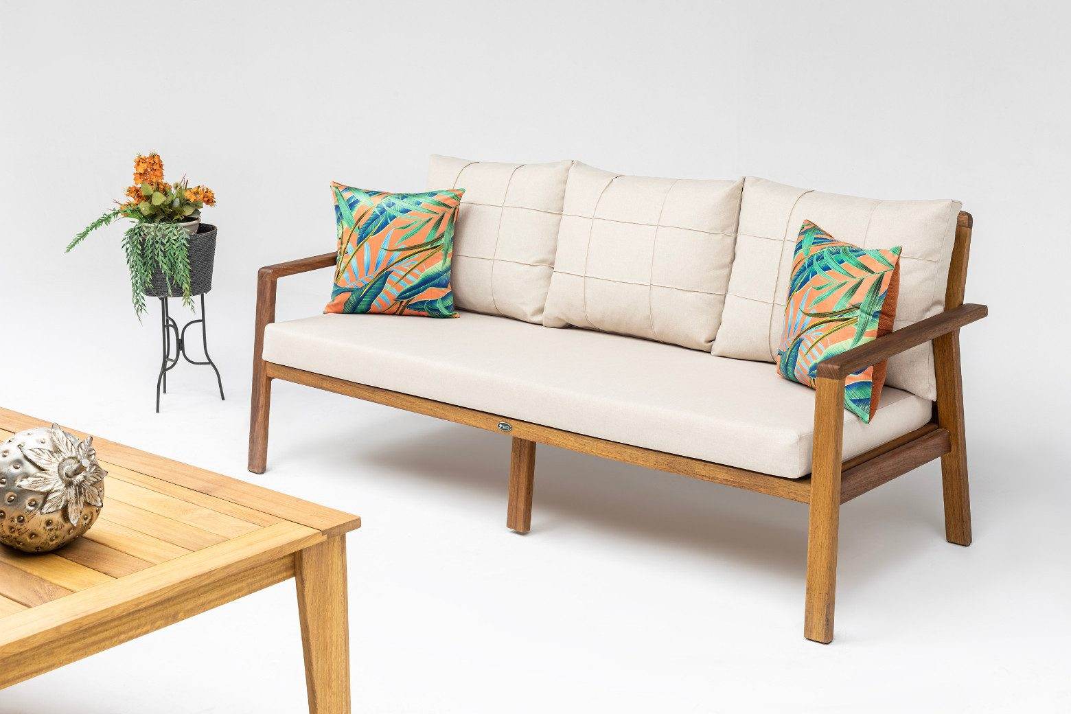 Gowoll Artemis Holz Gartenlounge-Set Gartengarnitur Gartenmöbel Set 5 Personen Gartentisch für Outdoor