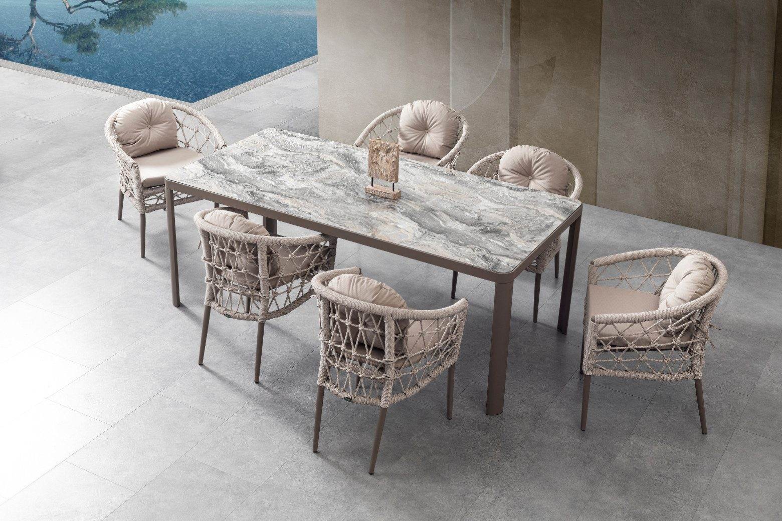 Gowoll Icon Cappucino Gartenlounge-Set Wetterfeste Gartenmöbel Set 6 Personen für Outdoor Terassenmöbel