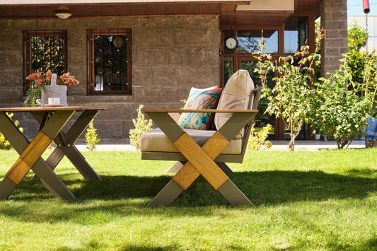 Gowoll Lotus Cappucino Gartenlounge-Set Gartengarnitur Gartenmöbel Set 5 Personen Gartentisch für Outdoor