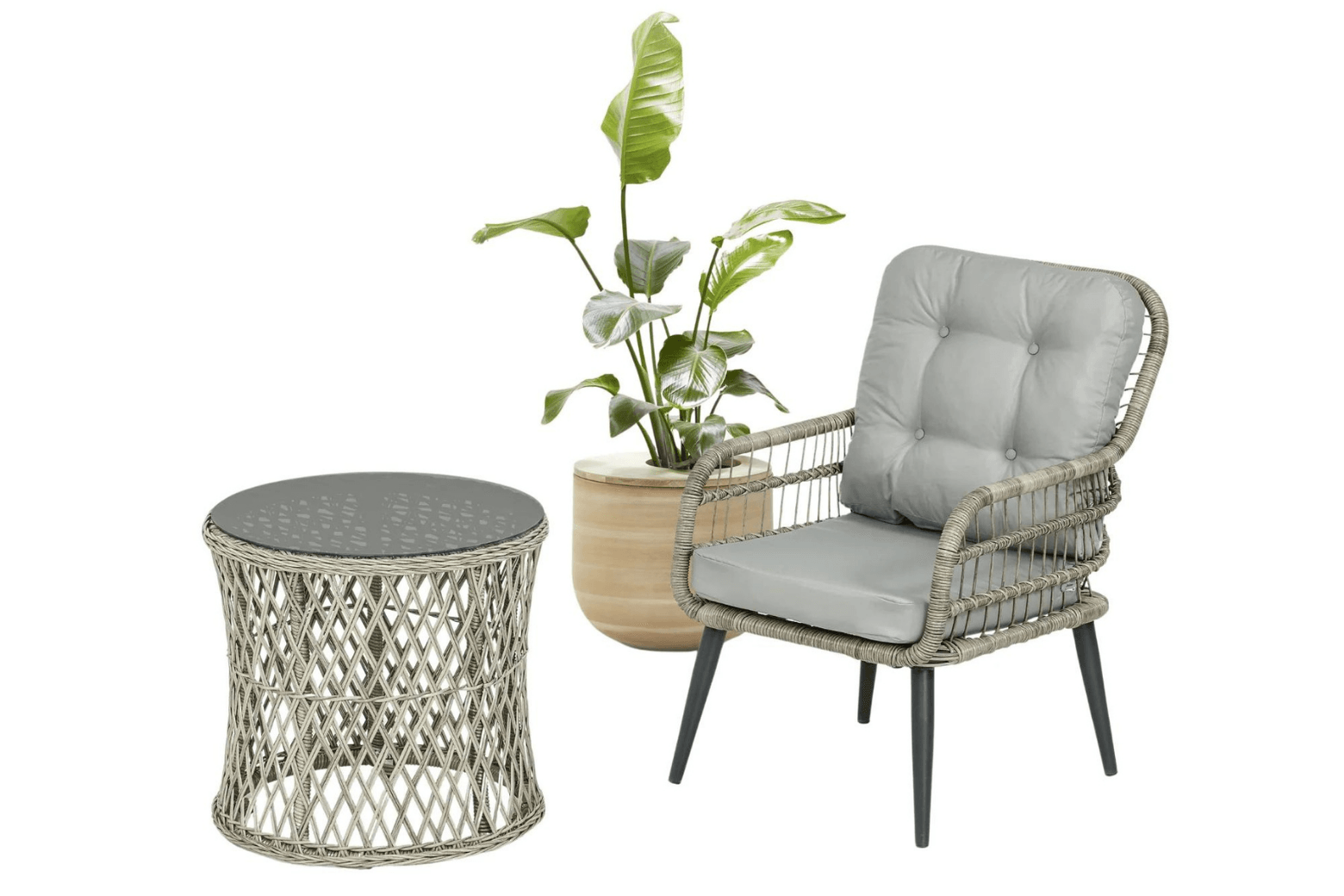 PISA Loungeset für Balkon | Polyrattan Sitzgruppe mit Glastisch | 2-Sitzer Gartenmöbel von Gowoll