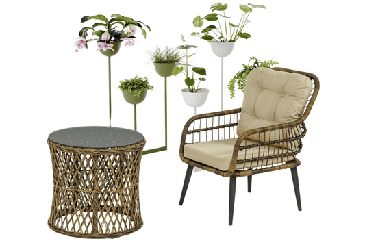 PISA Loungeset für Balkon | Polyrattan Sitzgruppe mit Glastisch | 2-Sitzer Gartenmöbel von Gowoll