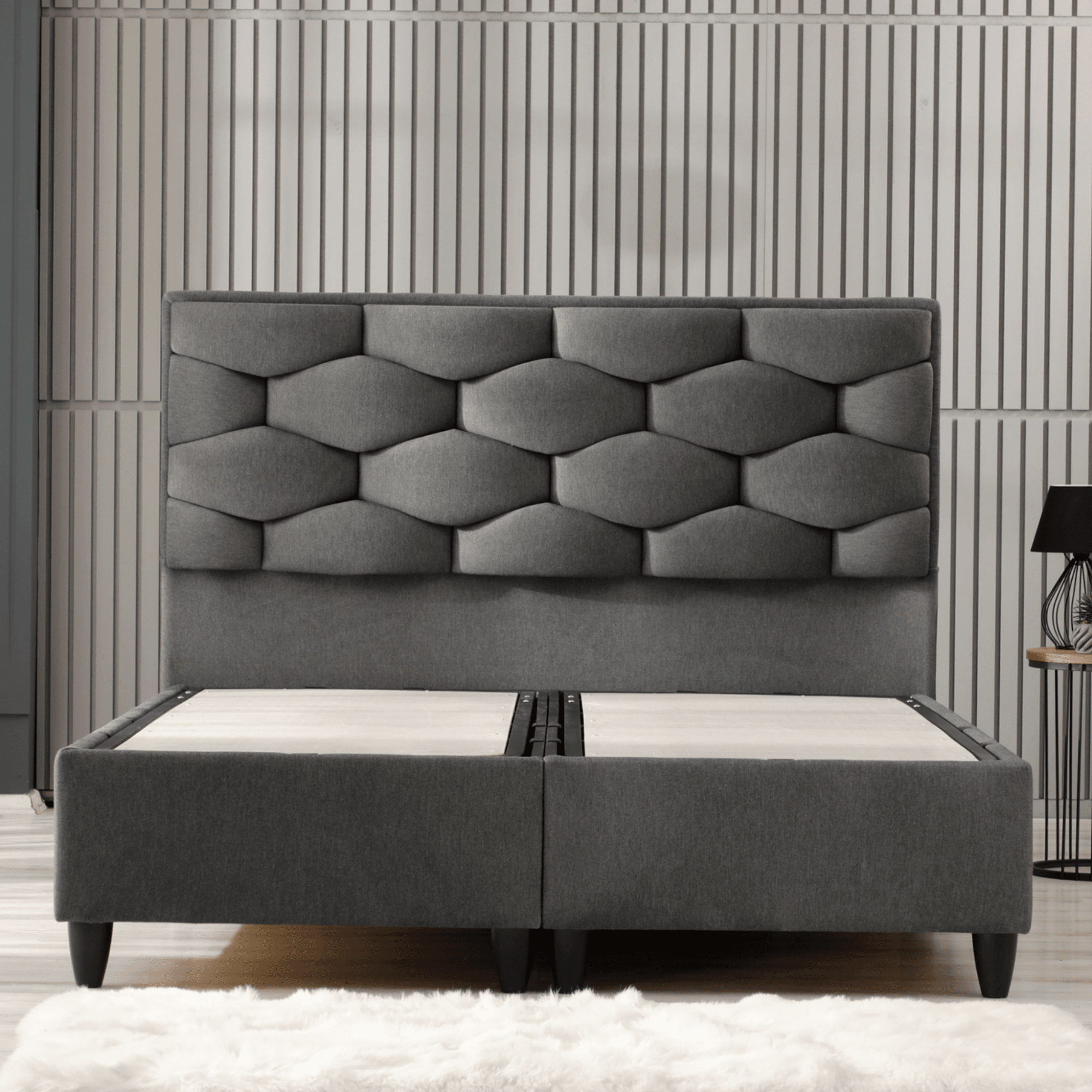 Gowoll Petek Waben Boxspringbett Set 160x200 cm – Stauraum & Duo Comfort 7-Zonen Matratze H3