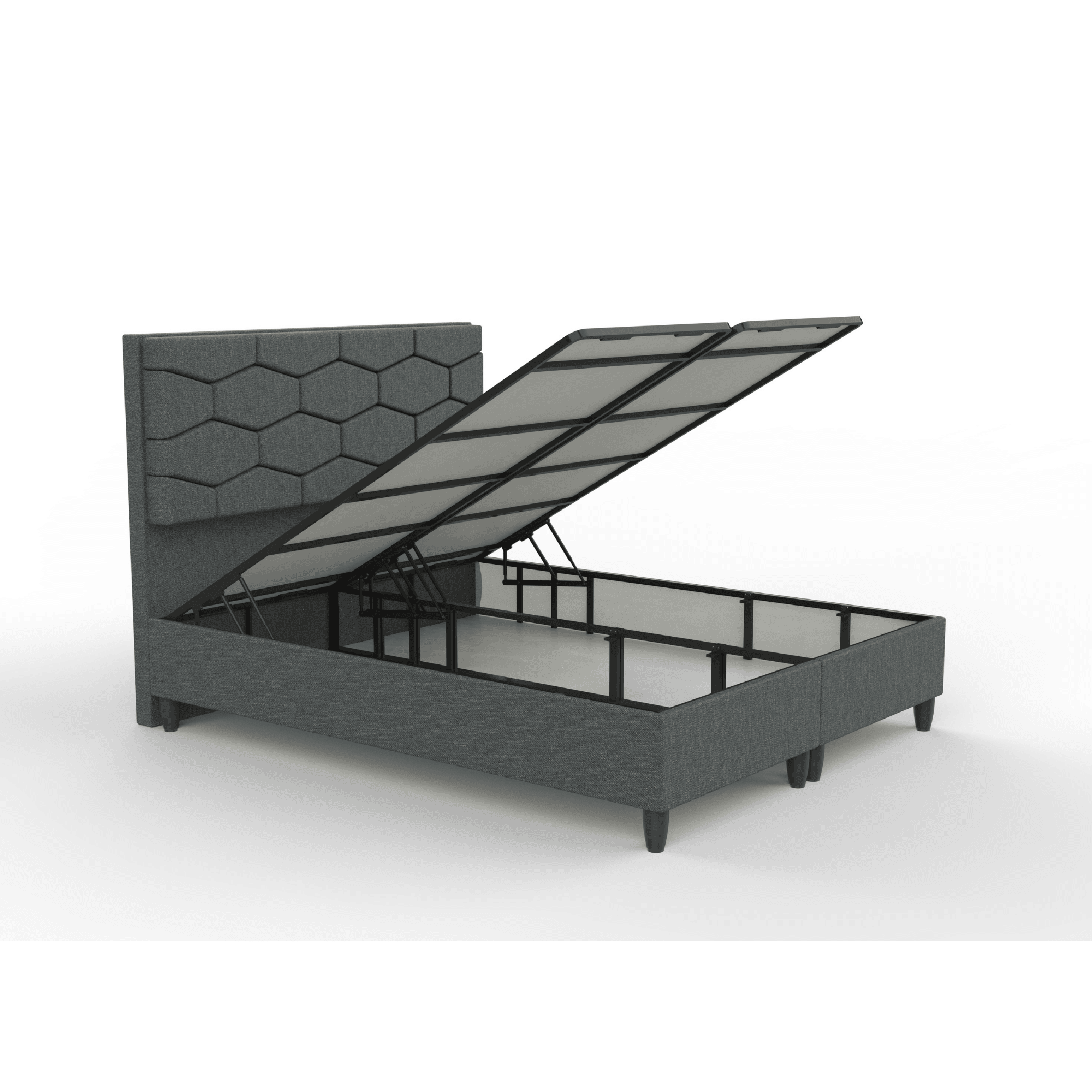 Gowoll Petek Waben Boxspringbett Set 160x200 cm – Stauraum & Duo Comfort 7-Zonen Matratze H3