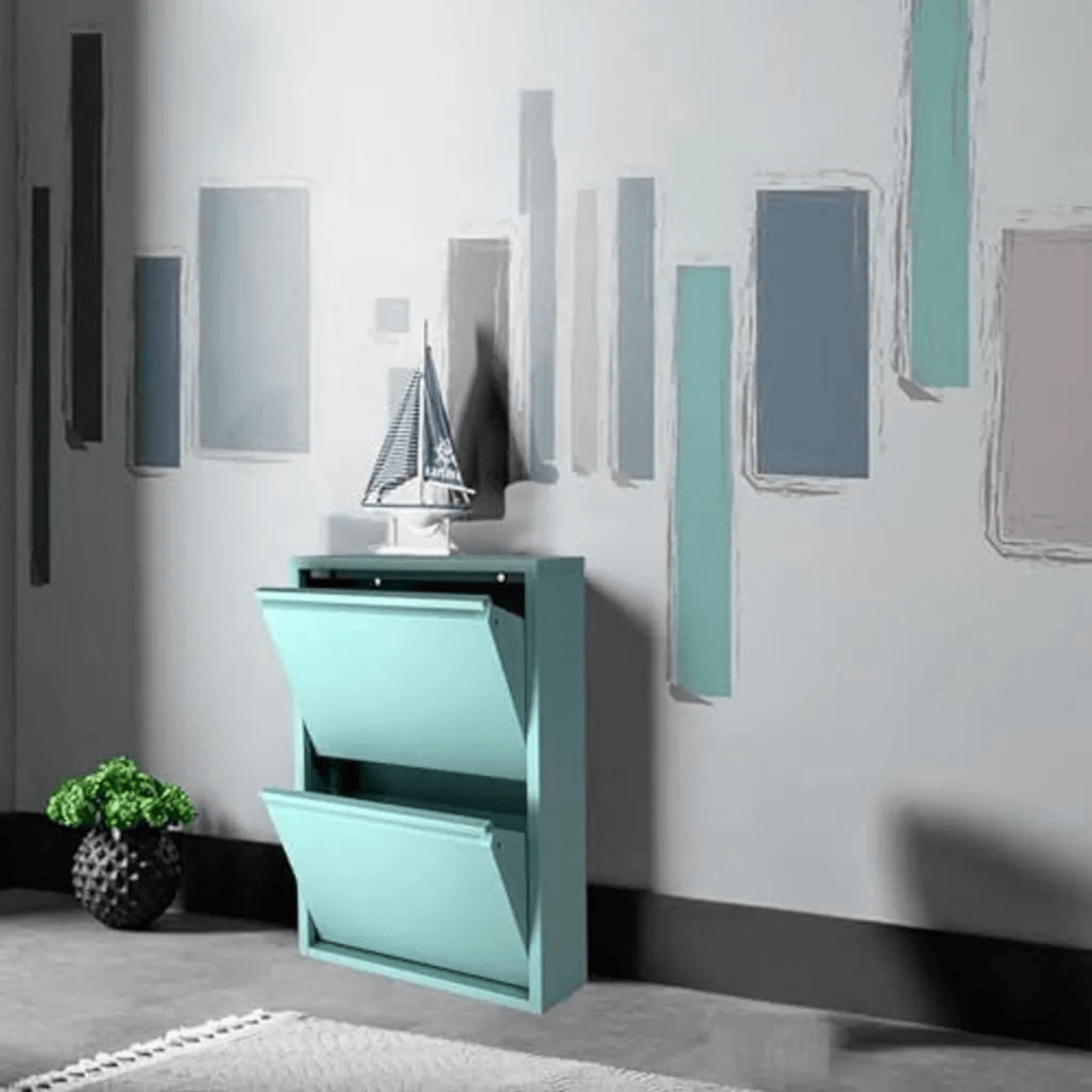 Gowoll Schuhschrank (2 Klappen Turkıs)