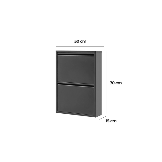 Gowoll Schuhschrank (2 Klappen Schwarz)