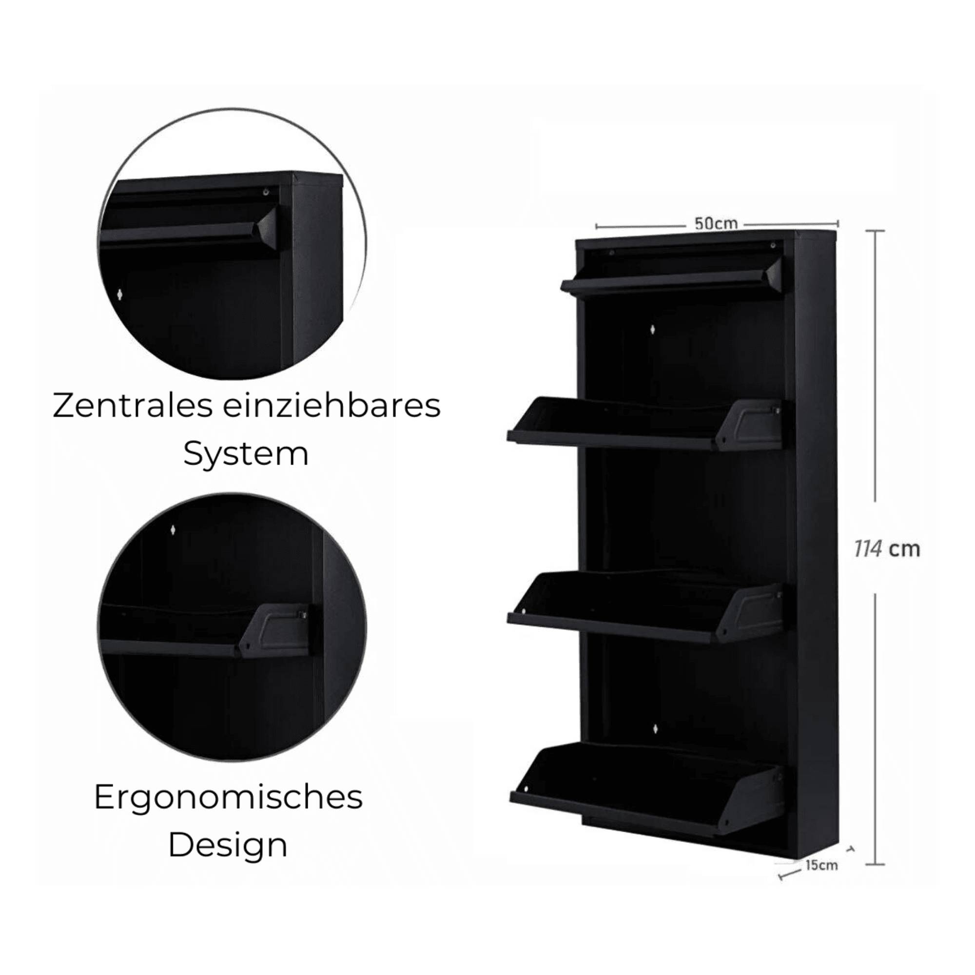 Gowoll Schuhschrank Metall - Shoe Cabinet (3+1 Klappen Schwarz)