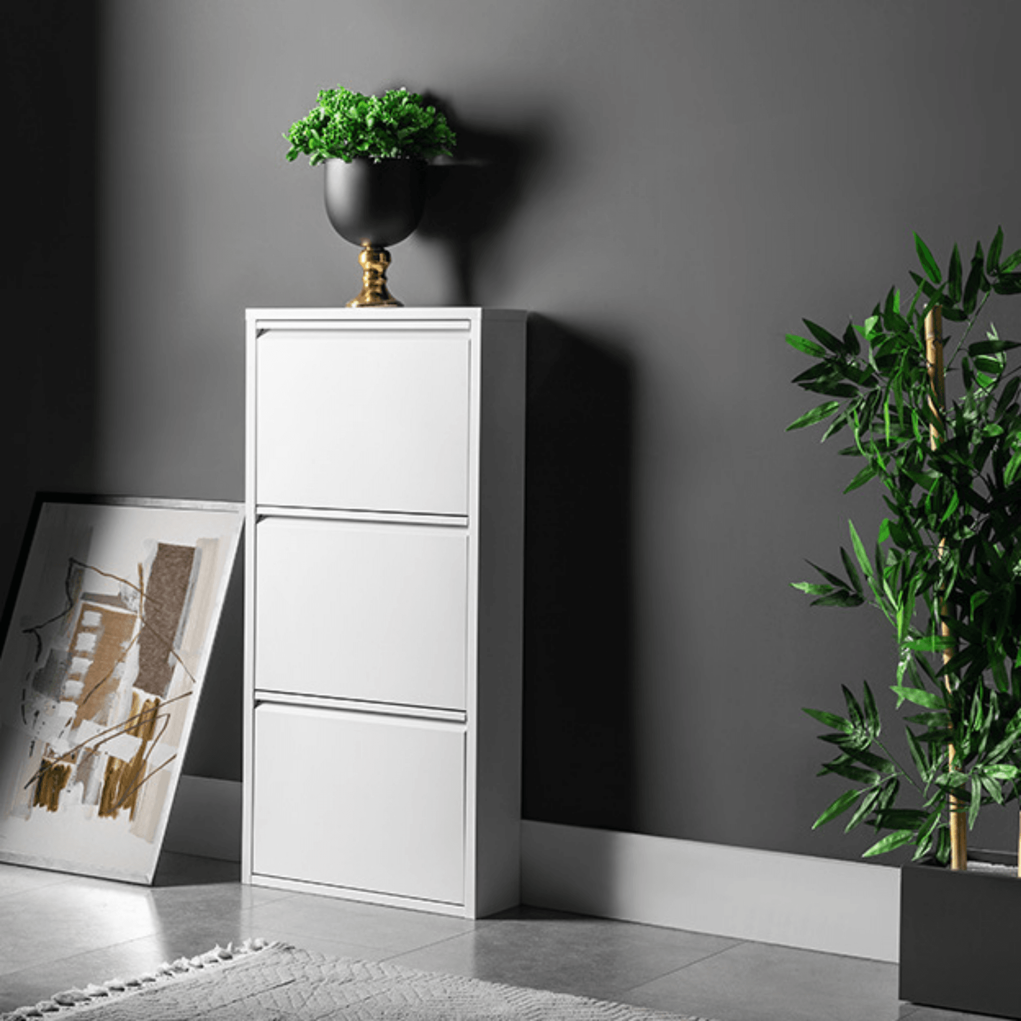 Gowoll Schuhschrank (3 Klappen Weiß)