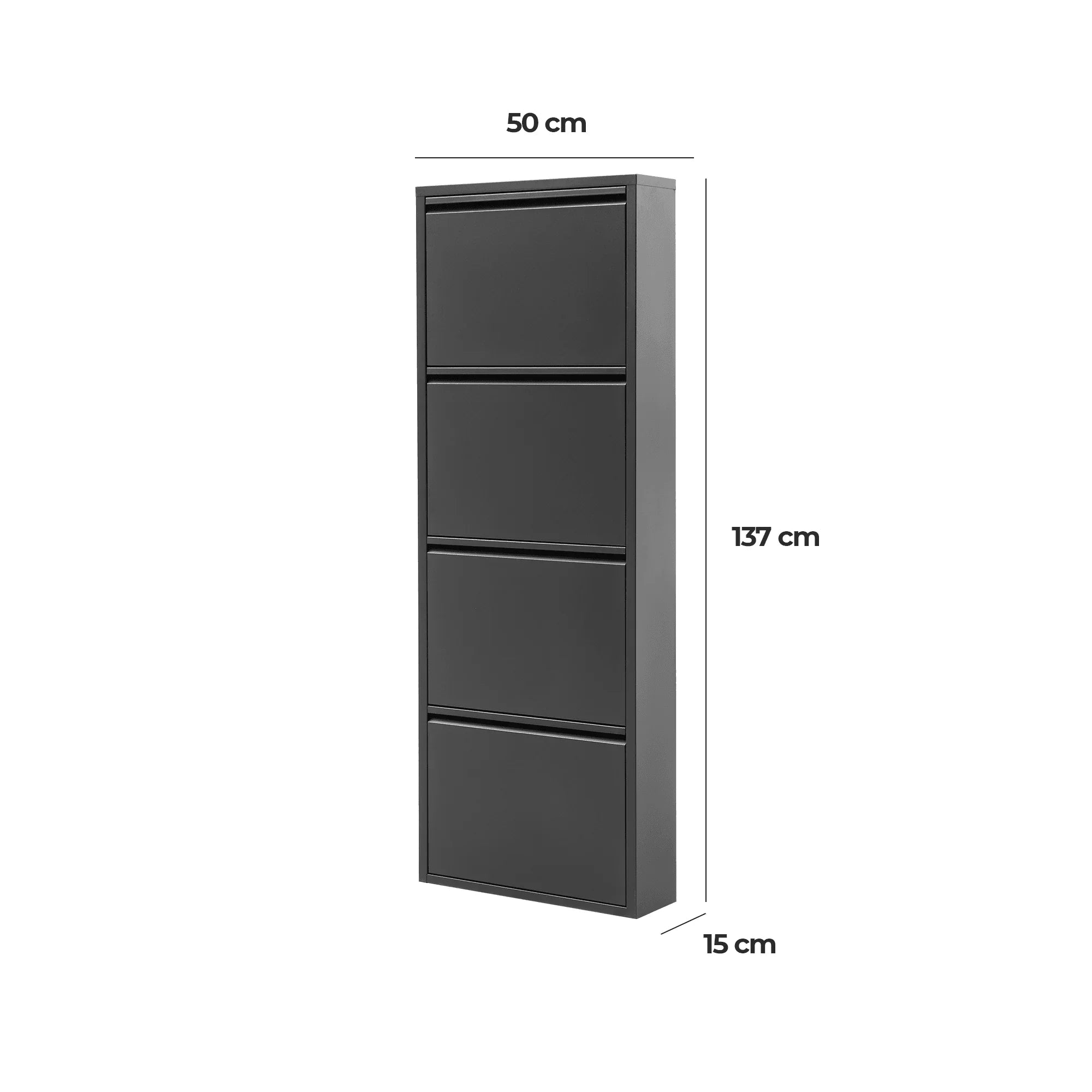 Gowoll Schuhschrank (4 Klappen Schwarz)