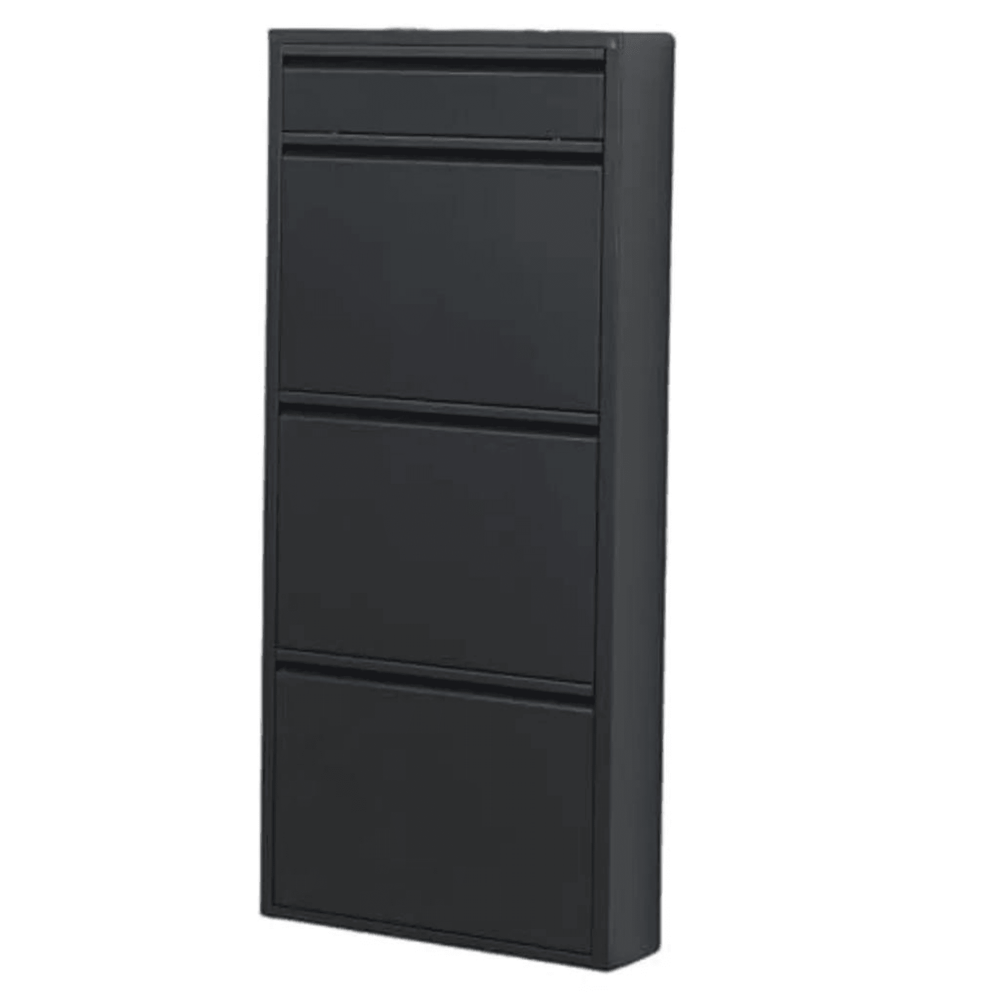 Gowoll Schuhschrank Metall - Shoe Cabinet (3+1 Klappen Schwarz)