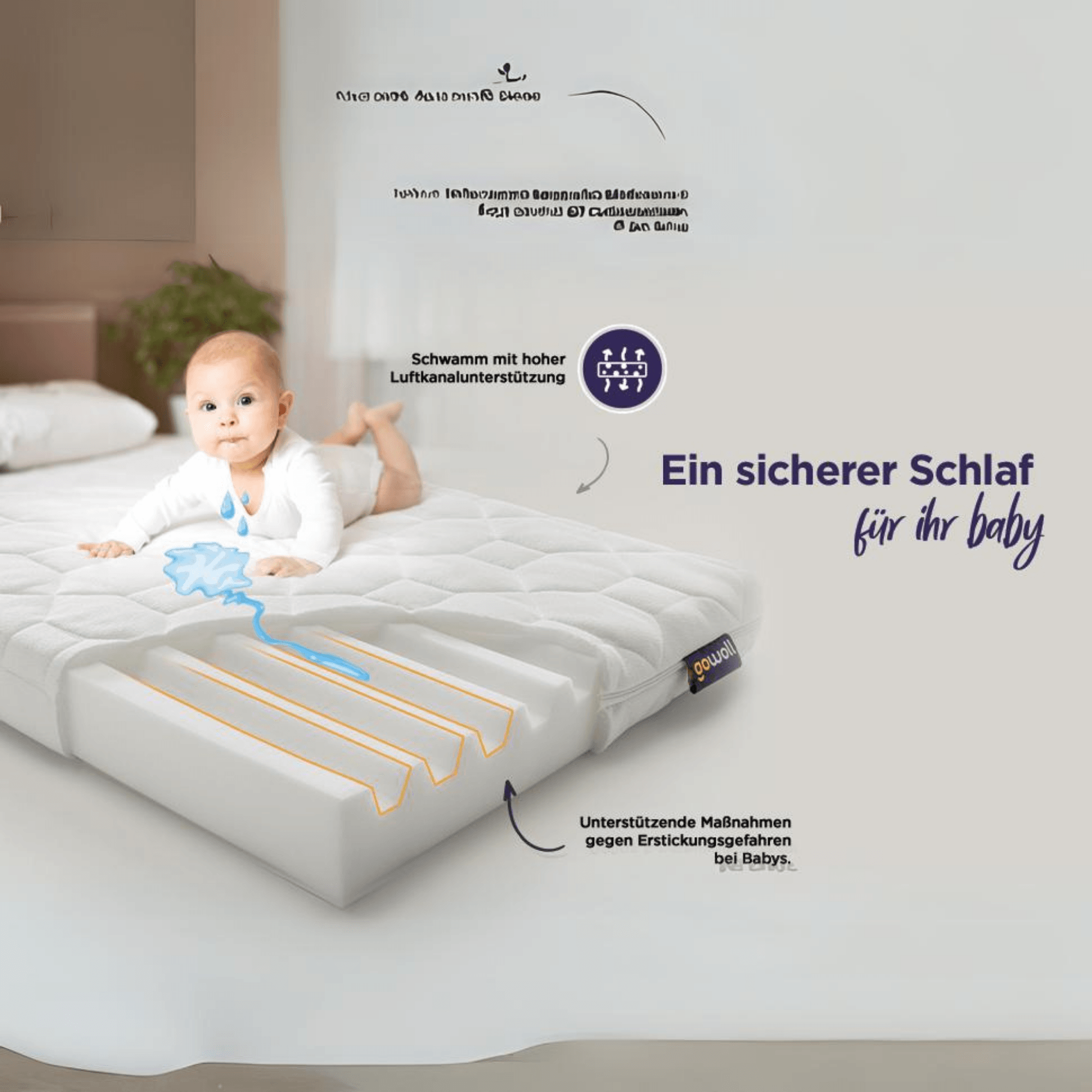 Wave Babymatratze 60x120 cm – Atmungsaktive Kaltschaummatratze mit Luftkanälen, Beidseitig Nutzbar, Allergikerfreundlich & Waschbarer Bezug