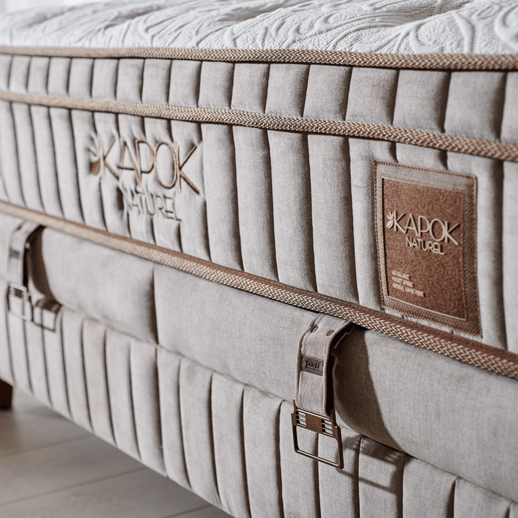 Bambi Kapok Naturel Boxspringbett Funktionsbett mit Bettkasten Boxspringbett 180x200 - 90x200